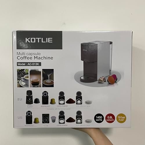 KOTLIE AC-513HF 5-in-1 19-Bar Multi-Capsule Espresso Machine – Compatible with Nespresso Original, Dolce Gusto, Lavazza Mio, L’OR, Ground & ESE Pods - Image 41