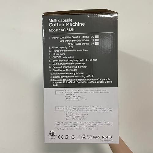 KOTLIE AC-513HF 5-in-1 19-Bar Multi-Capsule Espresso Machine – Compatible with Nespresso Original, Dolce Gusto, Lavazza Mio, L’OR, Ground & ESE Pods - Image 39