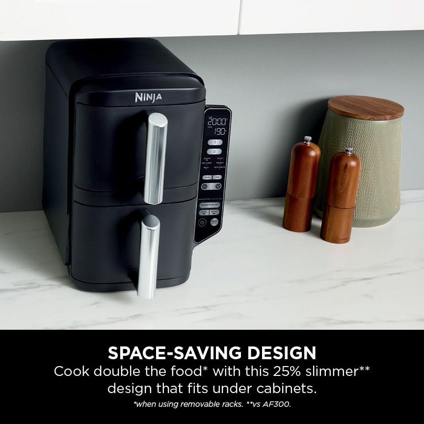 Ninja SL300UK Double Stack Air Fryer - Vertical Dual Zone, 7.6L, 2 Drawers & Racks, 6 Cooking Functions, Space Saving Design, Black - Image 14