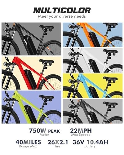 Racer Electric Bike for Adults - 21-Speed Mountain Lightweight Ebike with Peak 750W 22MPH Brushless Motor, 375Wh Removable Battery, 26X2.1 Tire Step Over E-MTB, Up to 40 Miles - Image 92