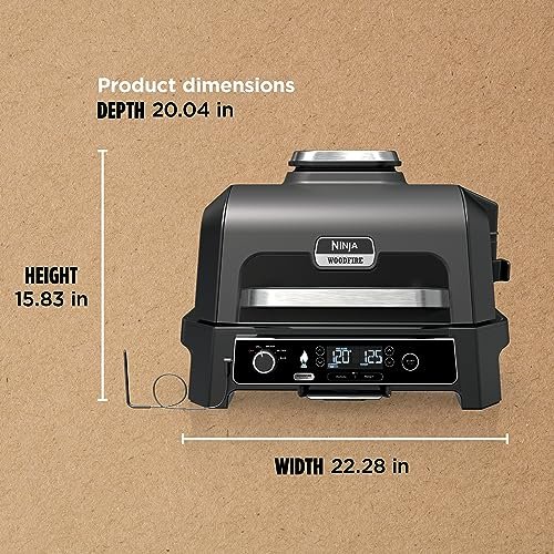 Ninja Woodfire Pro XL OG850 Electric Outdoor Grill and Smoker – 4-in-1 Portable BBQ with Built-In Thermometer, Air Fry, Bake, and Real Woodfire Flavor – Stainless Steel, 22-Inch, Dark Grey - Image 12