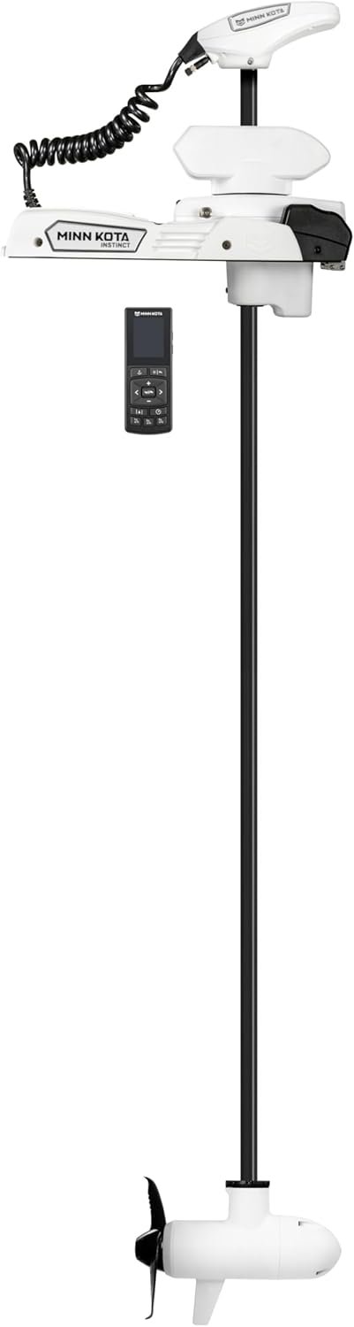 Minn Kota 1358562 Riptide Instinct Quest 90/115 lb Thrust Brushless Bow-Mount Trolling Motor with Spot-Lock®, 87″ Shaft, Wireless Remote, White