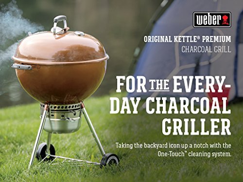 Weber Original Kettle Premium Charcoal Grill – 22-Inch Black BBQ with Hinged Cooking Grate, One-Touch Cleaning System, Heat Retention Lid, and Built-In Thermometer - Image 8