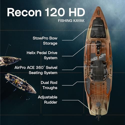 Wilderness Systems Recon 120 HD – 12 ft Sit-On-Top Fishing Kayak – Helix PD™ Pedal Drive & 360° AirPro ACES Seat - Image 22