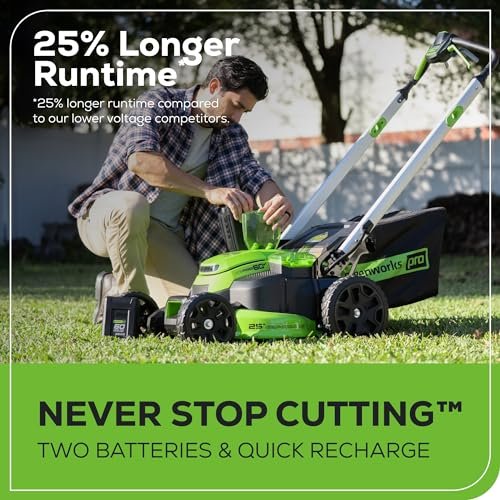 Greenworks 60V Brushless Cordless Push Lawn Mower – 17″ (43 cm) Deck, 4.0 Ah Battery & 3 A Rapid Charger, 40 Min Runtime - Image 35