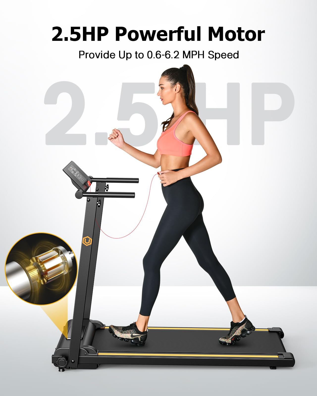 UREVO Under-Desk Walking Pad Treadmill – 0.6–6.2 MPH (1–10 km/h), 100 kg Capacity, Remote Control & LED Display, Foldable Compact Design - Image 16