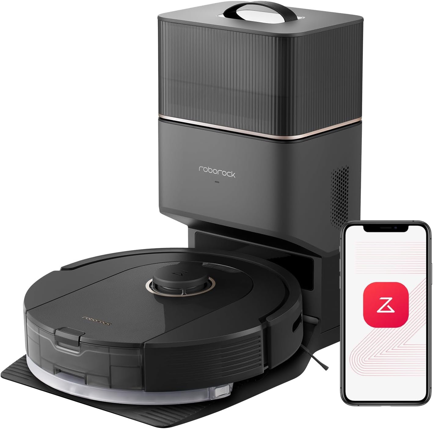 Roborock Q5 Pro+ Robot Vacuum and Mop with Self-Emptying Dock, 5500Pa Suction, DuoRoller Brush, LiDAR Navigation, Smart Mapping, Perfect for Pet Hair, Hard Floors & Carpets