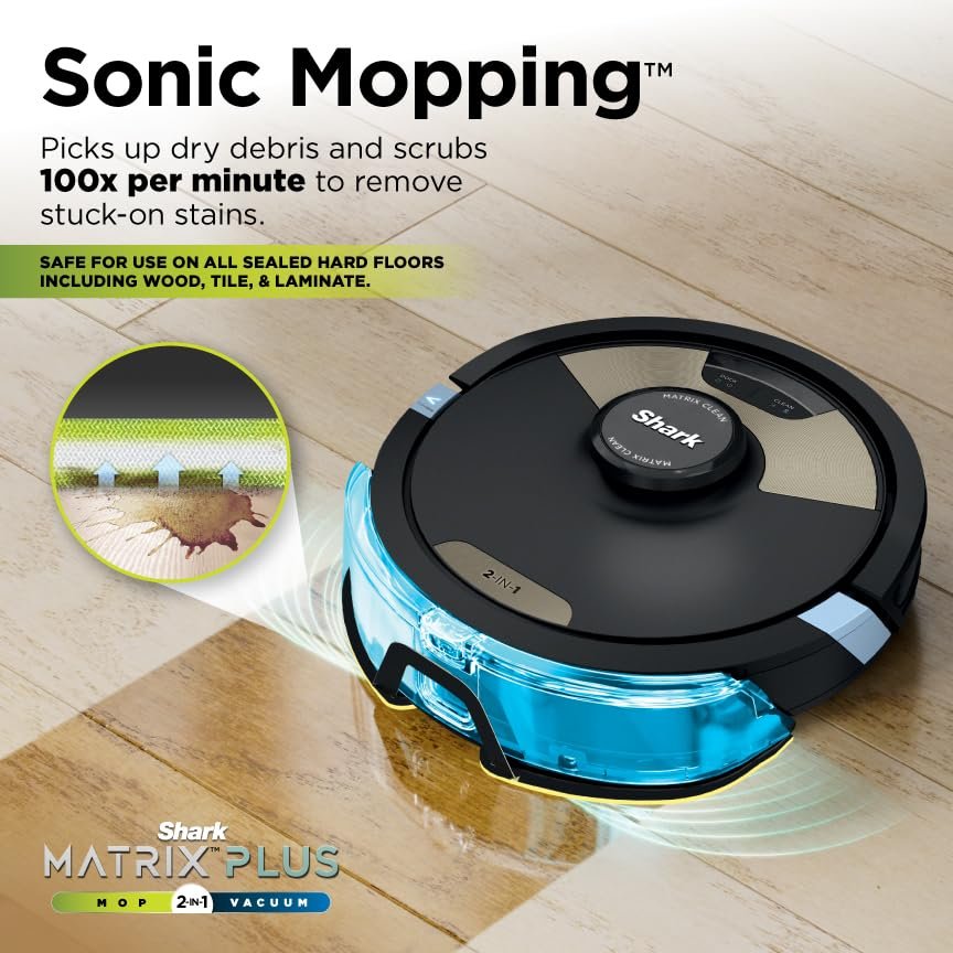 Shark Matrix Plus 2-in-1 Robot Vacuum & Mop with Sonic Mopping, Matrix Clean Navigation, Self-Empty HEPA Base, Precision Mapping, CleanEdge Technology, Pet Hair Removal, WiFi/App Control, RV2610WA - Image 26