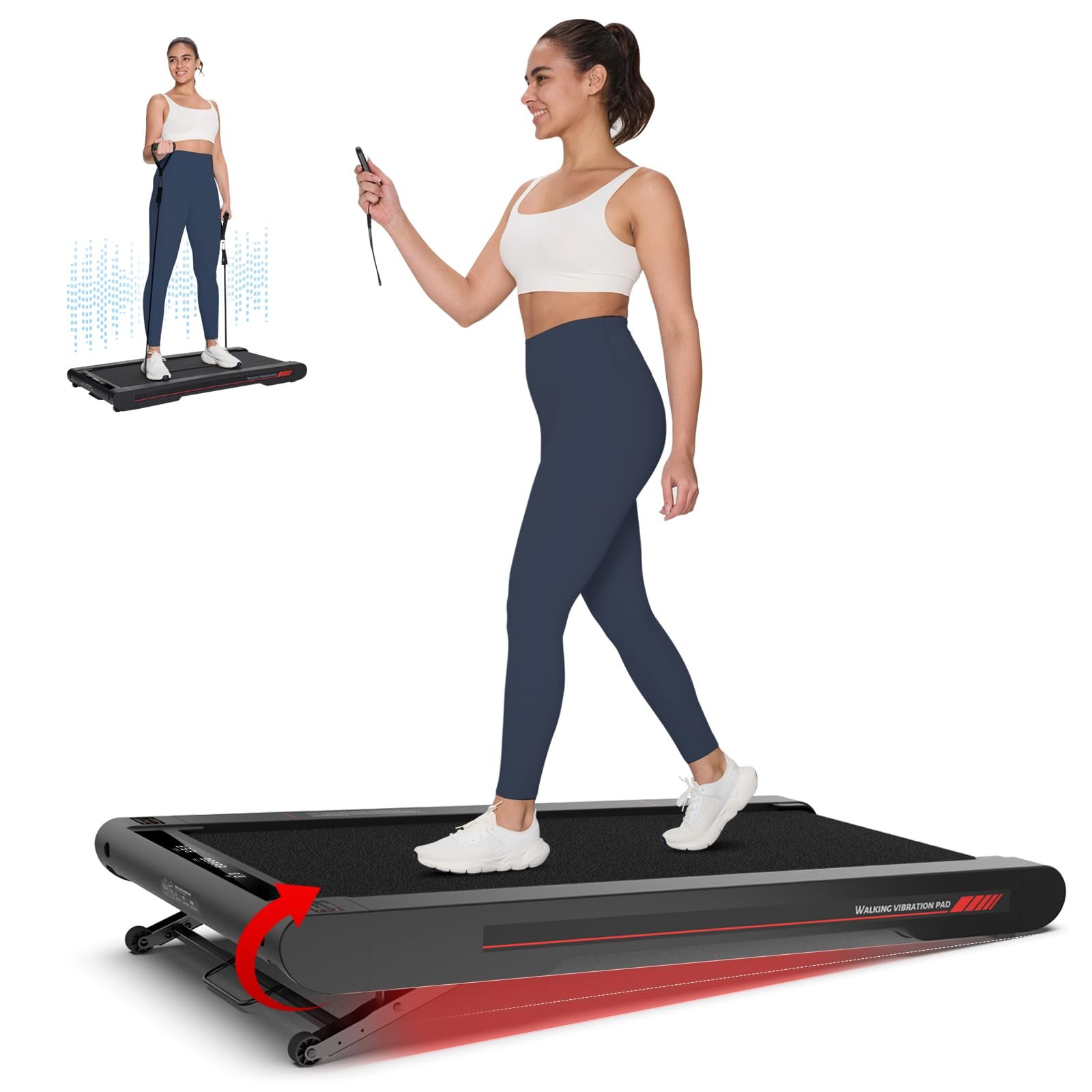 Sperax 3-in-1 Under-Desk Walking Pad – App & Remote-Controlled Vibration Treadmill, 2.5 HP Quiet Motor, 9% Auto-Incline (Red) - Image 4