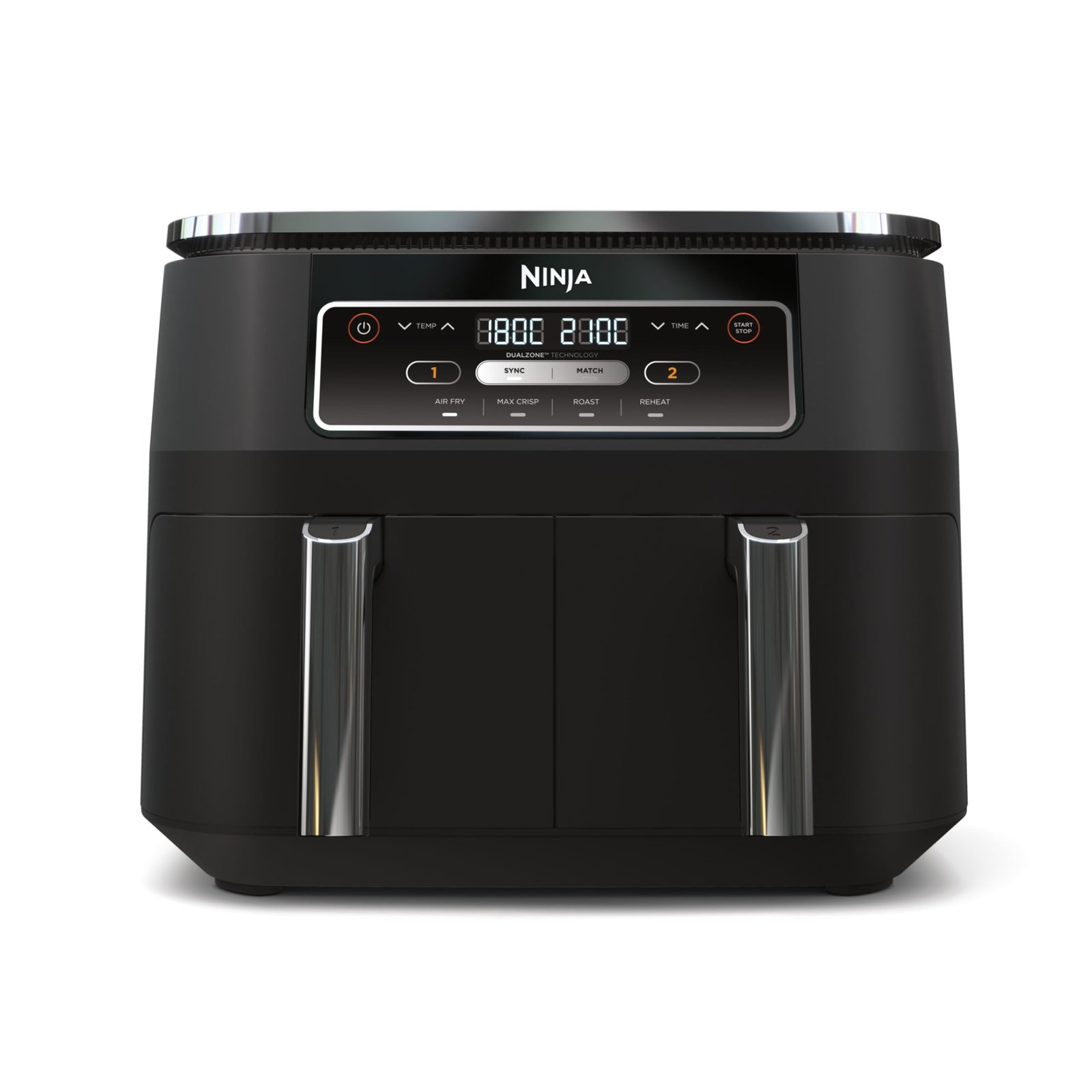 Ninja AF300UK Dual Zone Air Fryer - 7.6L, 2 Drawers, 6-in-1 Cooking, Energy Efficient, Oil-Free, Non-Stick, Dishwasher Safe, Black/Silver