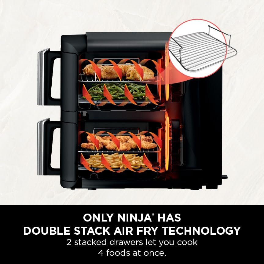 Ninja SL300UK Double Stack Air Fryer - Vertical Dual Zone, 7.6L, 2 Drawers & Racks, 6 Cooking Functions, Space Saving Design, Black - Image 13