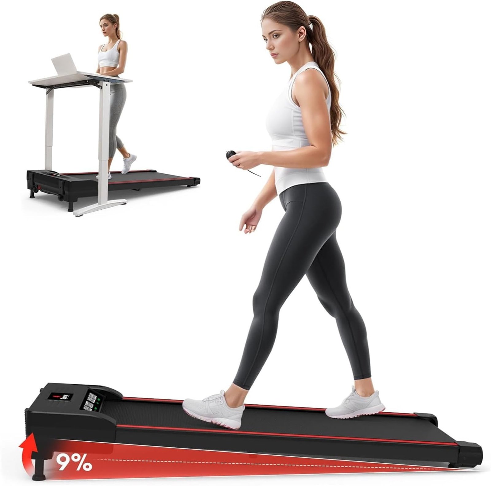 Sperax 3-in-1 Under-Desk Walking Pad – App & Remote-Controlled Vibration Treadmill, 2.5 HP Quiet Motor, 9% Auto-Incline (Red) - Image 3