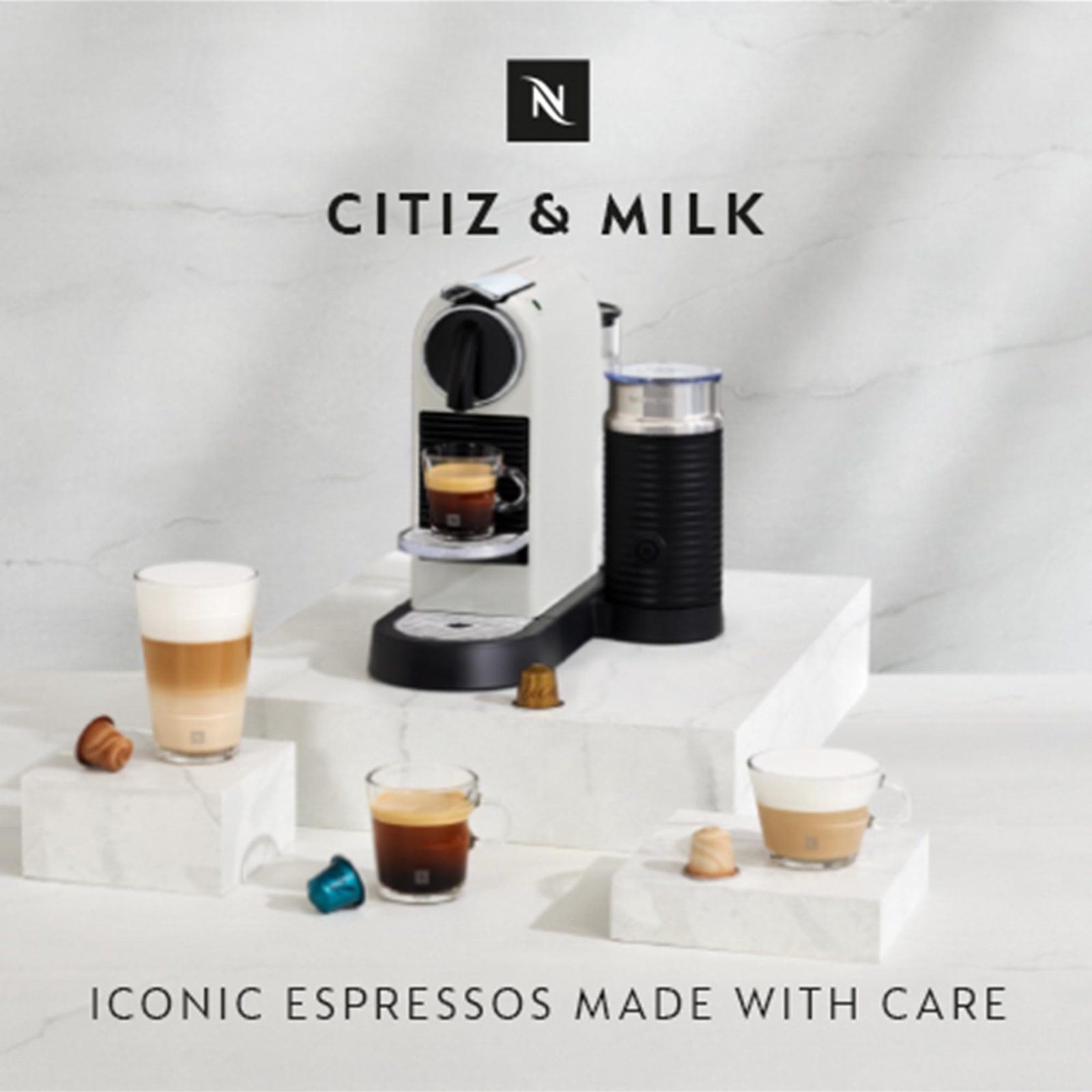 Nespresso CitiZ & Milk EN267.WAE – 19-Bar Capsule Espresso & Cappuccino Maker with Built-In Aeroccino3, 2 Cup Sizes, Welcome Set (White) - Image 4