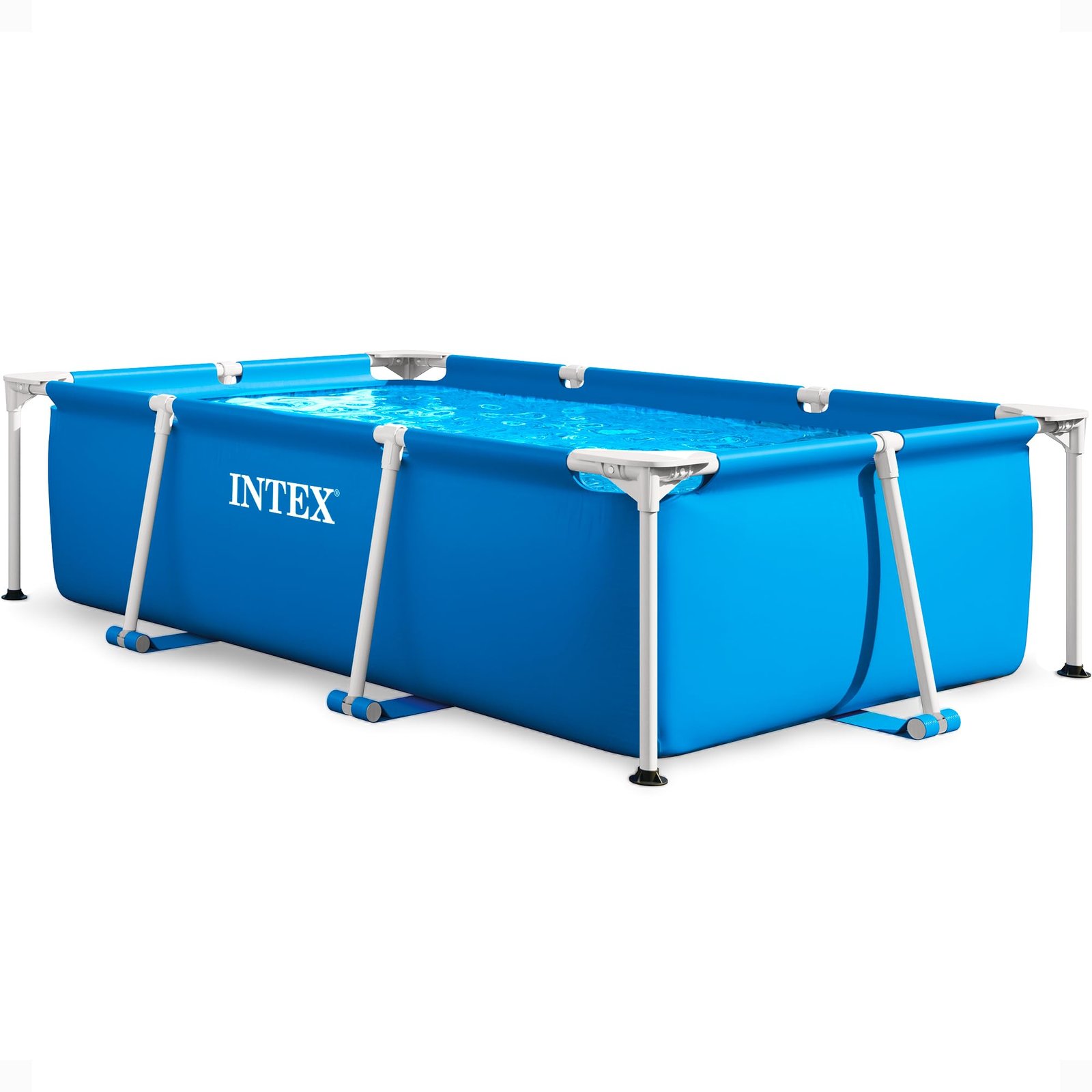 Intex 9.8ft x 6.6ft x 29.5in (300cm x 201cm x 75cm) Rectangular Above Ground Pool with Metal Frame & Flow Control Valve – Easy Setup Family Backyard Pool – 4,500L Capacity – Blue - Image 3