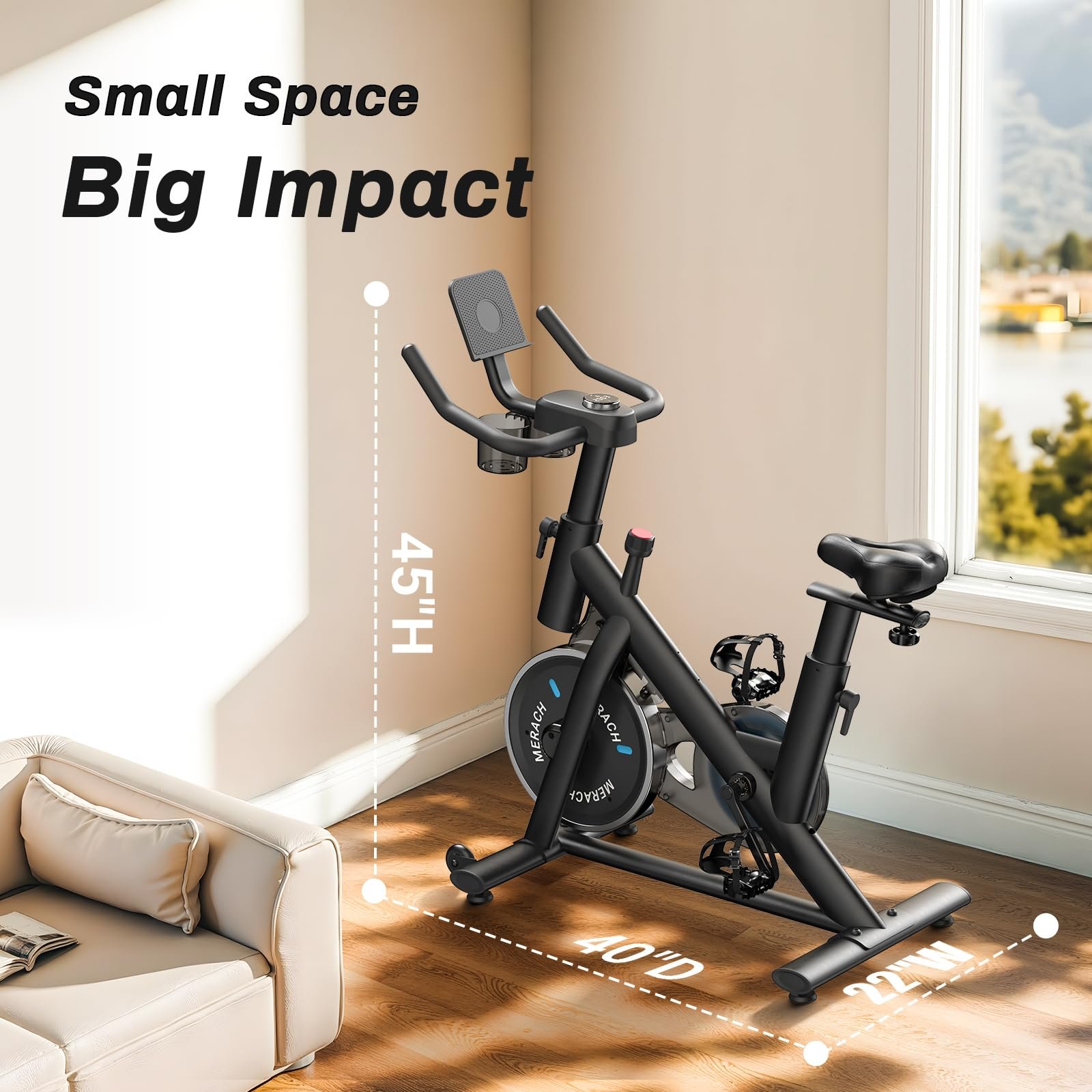 MERACH Stationary Exercise Bike – Quiet Belt-Drive Indoor Cycling with Bluetooth App, 300 lb Capacity, LED Monitor, Tablet Mount & Fitness Courses - Image 30