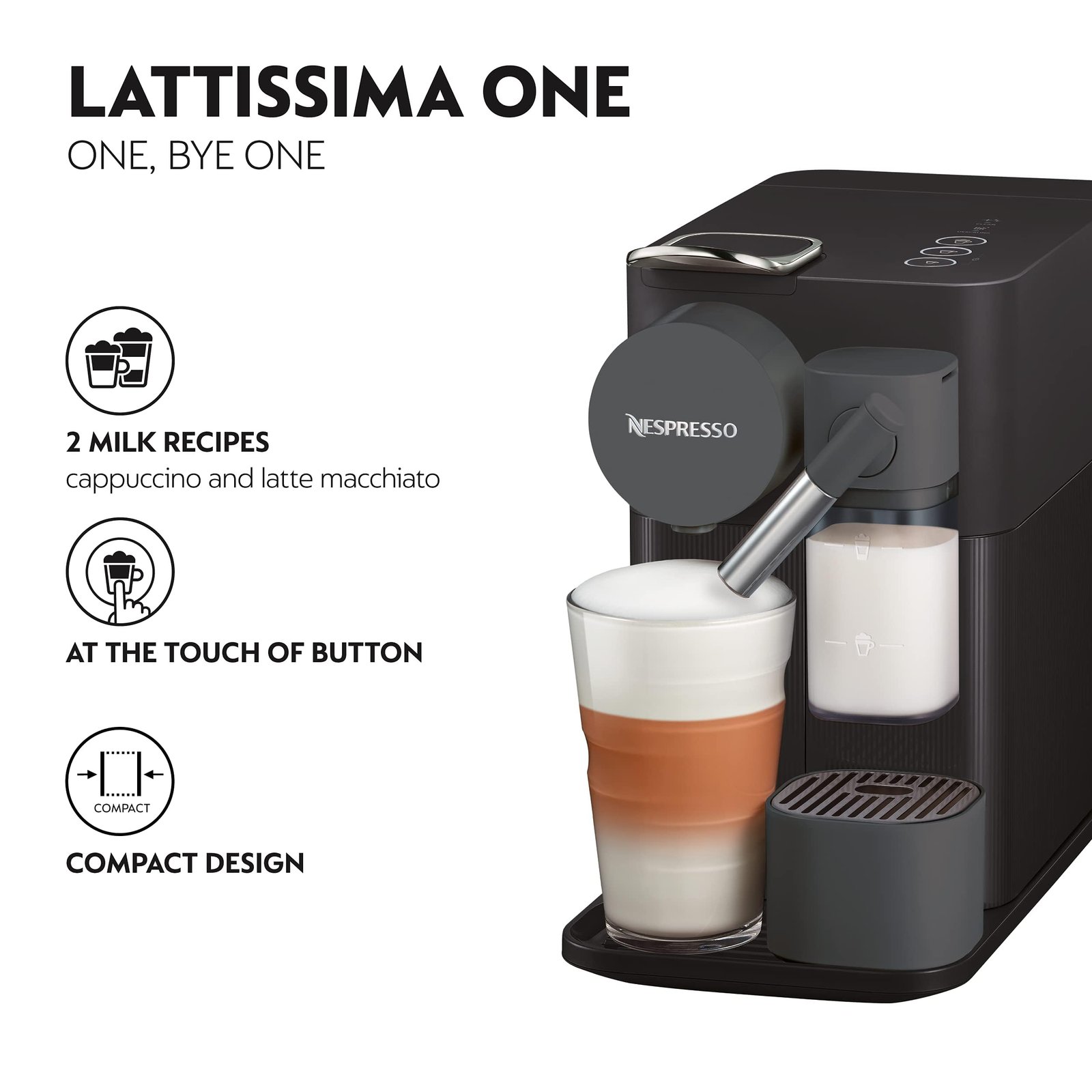 De’Longhi Lattissima One Evo EN510.B – Single-Serve Capsule Coffee Machine with Fresh Milk System, 19-Bar Pump & 3 One-Touch Recipes (Black) - Image 3