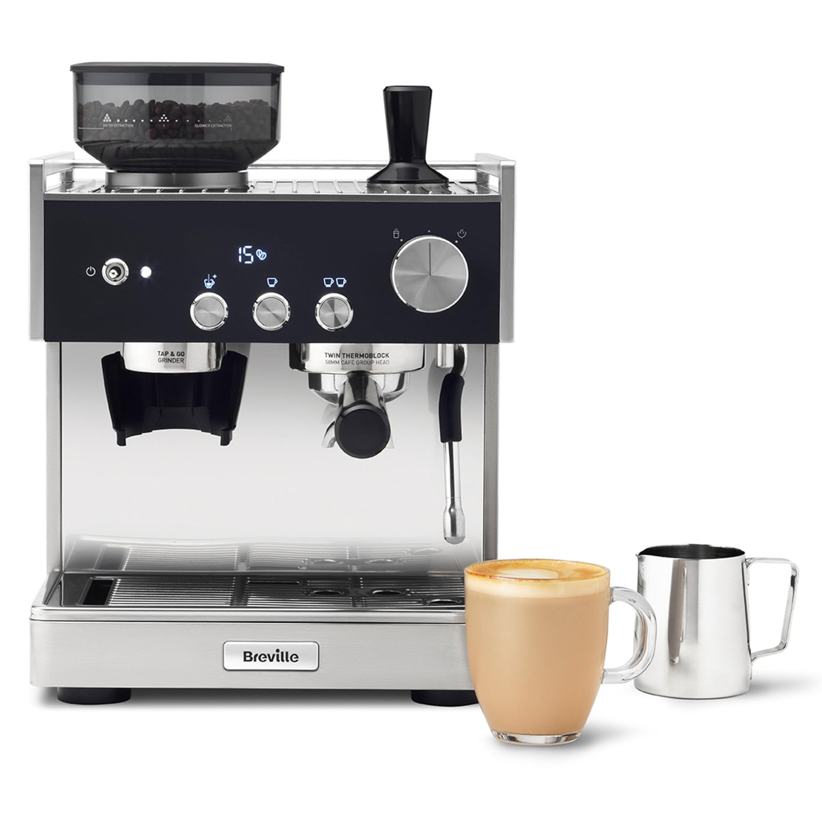 Breville Barista Max Espresso Machine – Integrated Bean Grinder, Milk Frother, 15 Bar Pump, 2.8L Tank, Stainless Steel Espresso, Latte & Cappuccino Maker - Image 3
