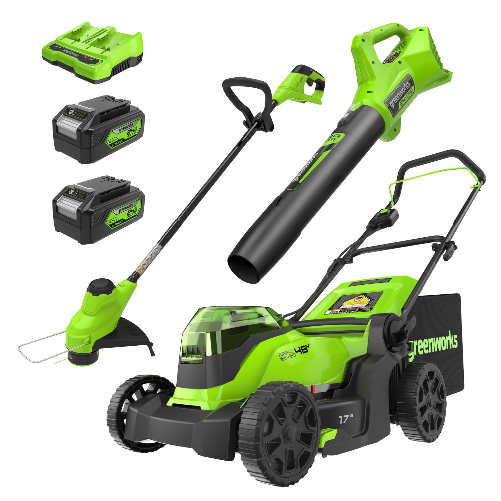 Greenworks 48V Brushless Cordless Push Lawn Mower – 17″ (43 cm) Deck, Dual 4.0 Ah Batteries & Rapid Charger, 45 Min Runtime - Image 6