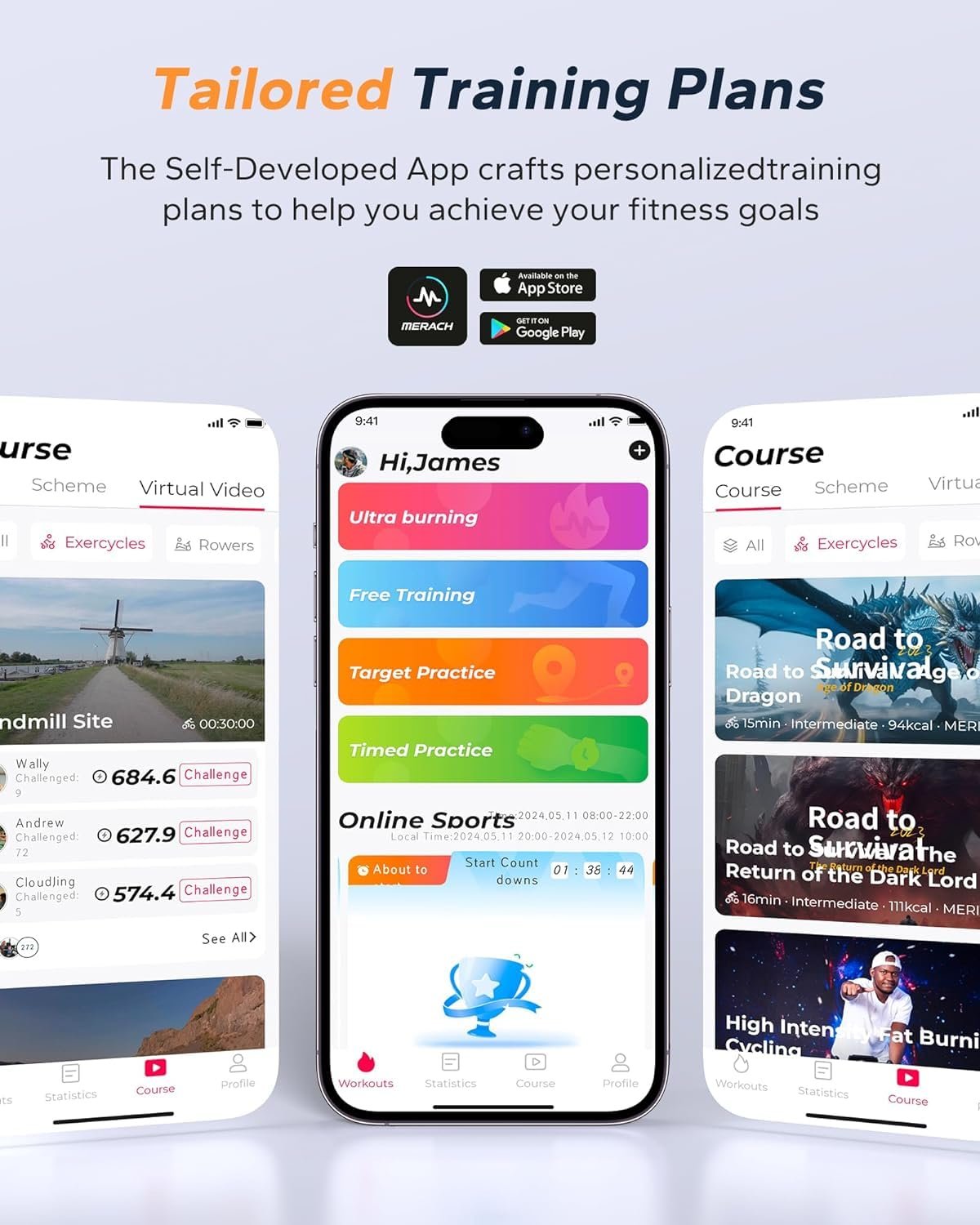 MERACH Stationary Exercise Bike – Quiet Belt-Drive Indoor Cycling with Bluetooth App, 300 lb Capacity, LED Monitor, Tablet Mount & Fitness Courses - Image 23