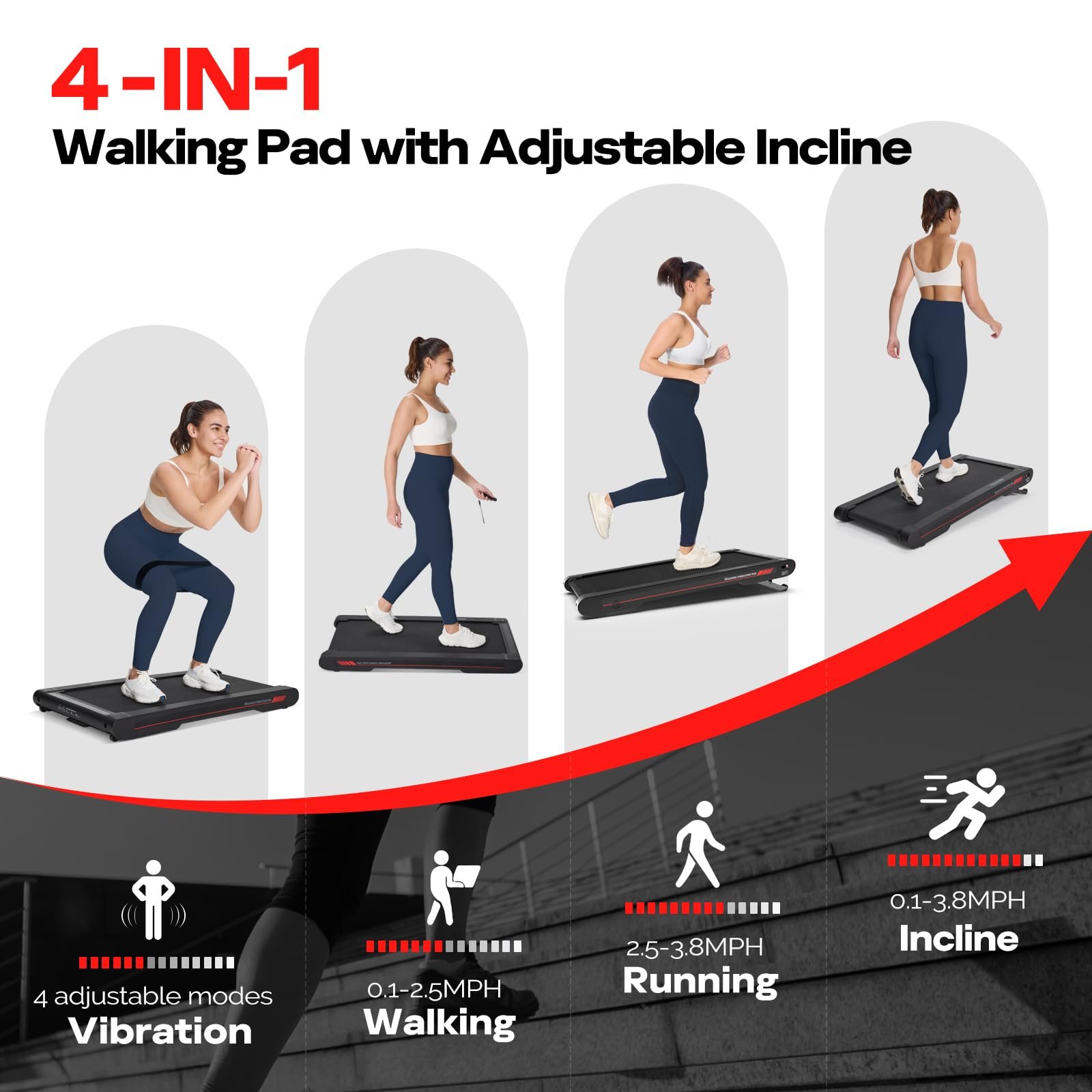 Sperax 3-in-1 Under-Desk Walking Pad – App & Remote-Controlled Vibration Treadmill, 2.5 HP Quiet Motor, 9% Auto-Incline (Red) - Image 31