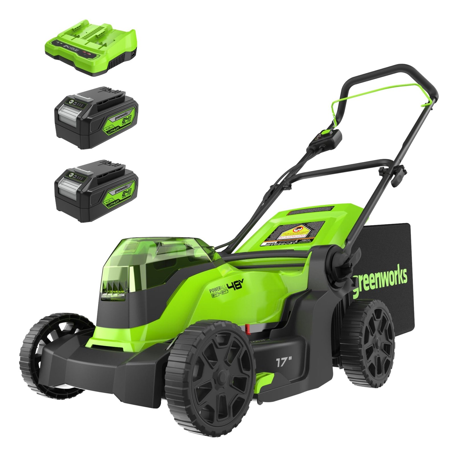 Greenworks 48V Brushless Cordless Push Lawn Mower – 17″ (43 cm) Deck, Dual 4.0 Ah Batteries & Rapid Charger, 45 Min Runtime - Image 3