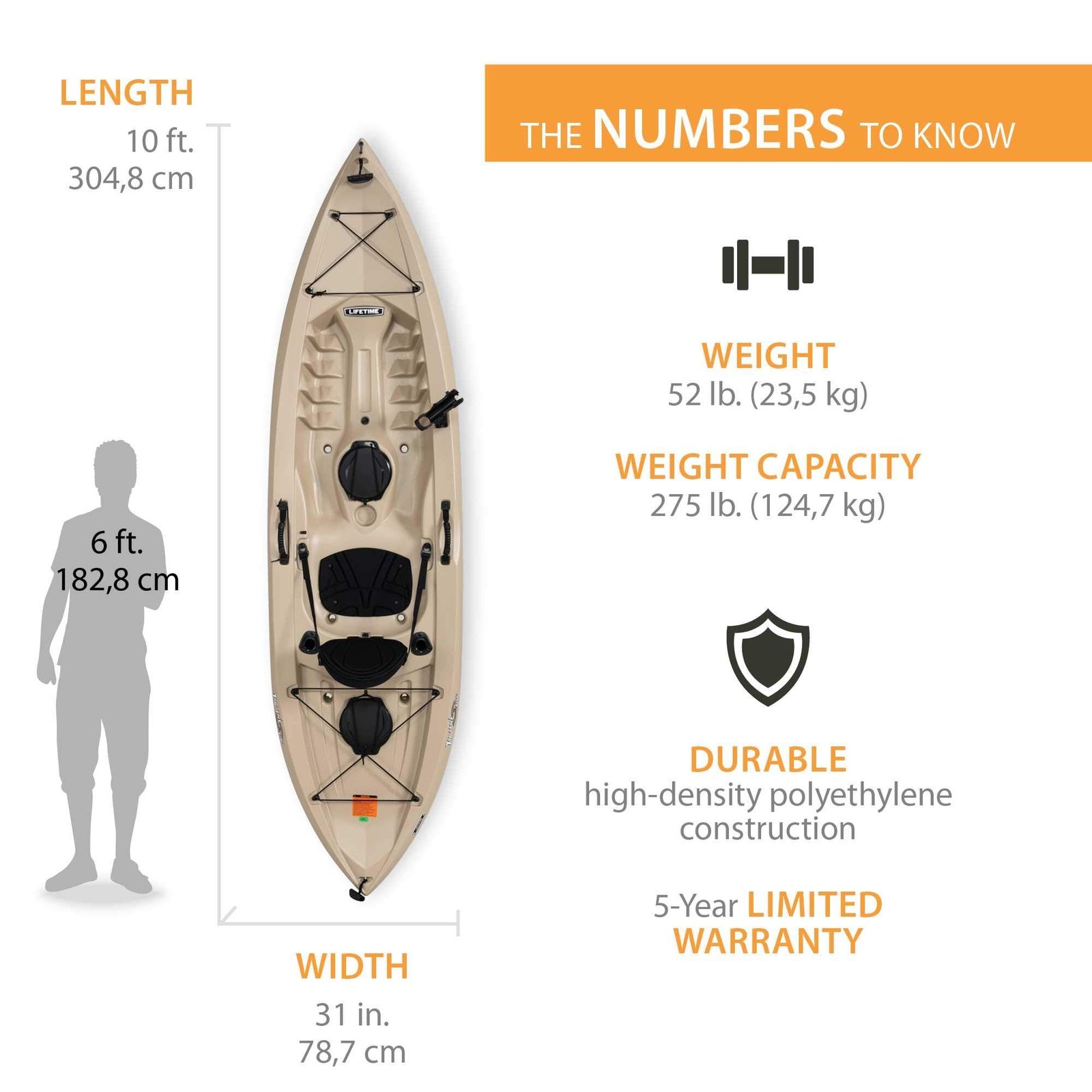 Lifetime Tamarack Angler 100 10′ Sit-On-Top Fishing Kayak – Stable HDPE Hull, Adjustable Seat & Rod Holders - Image 15