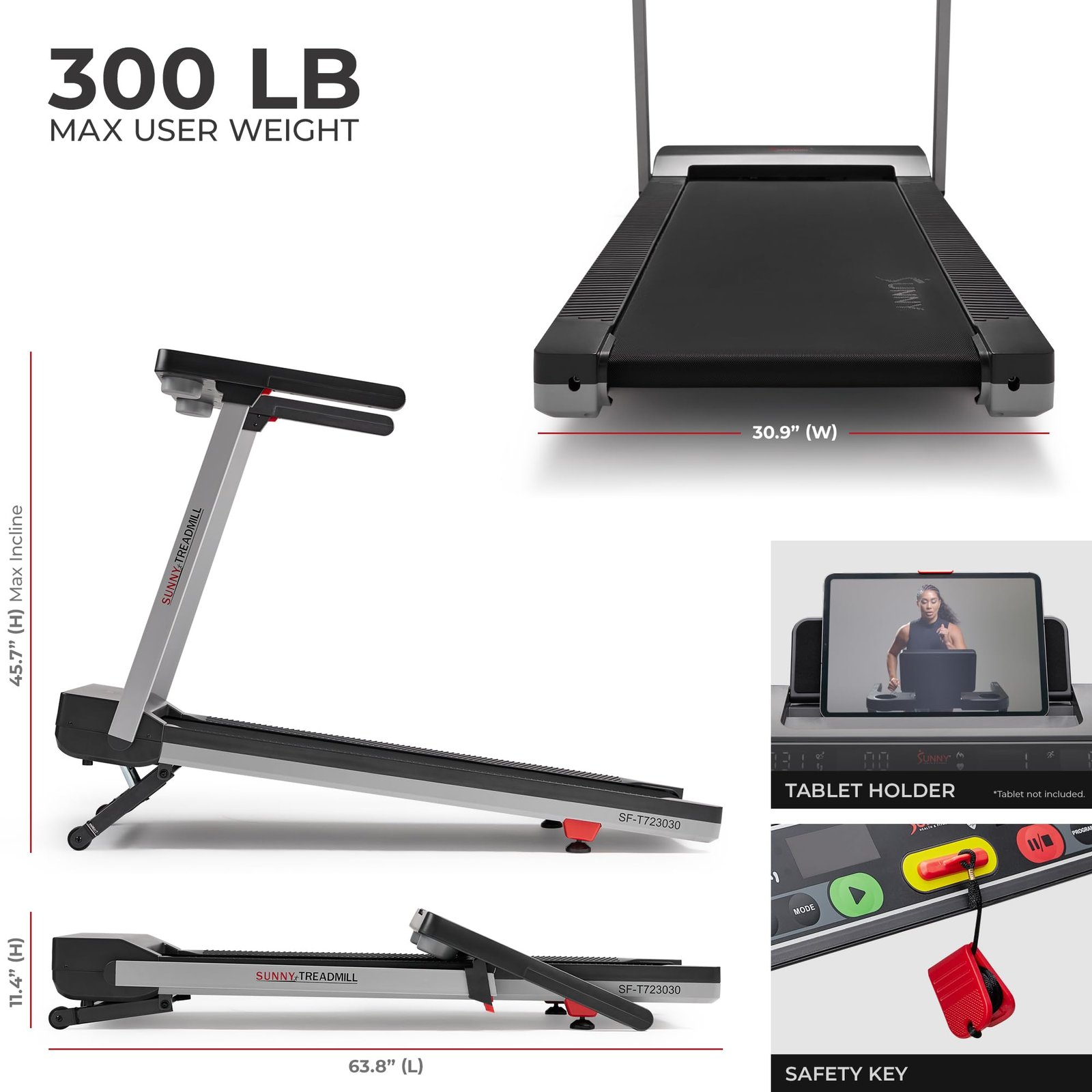 Sunny Health & Fitness Foldable Treadmill – 2.5 HP Brushless Motor, 0–16 km/h, 15-Level Auto Incline, 50 cm Deck, Bluetooth & SunnyFit App - Image 15