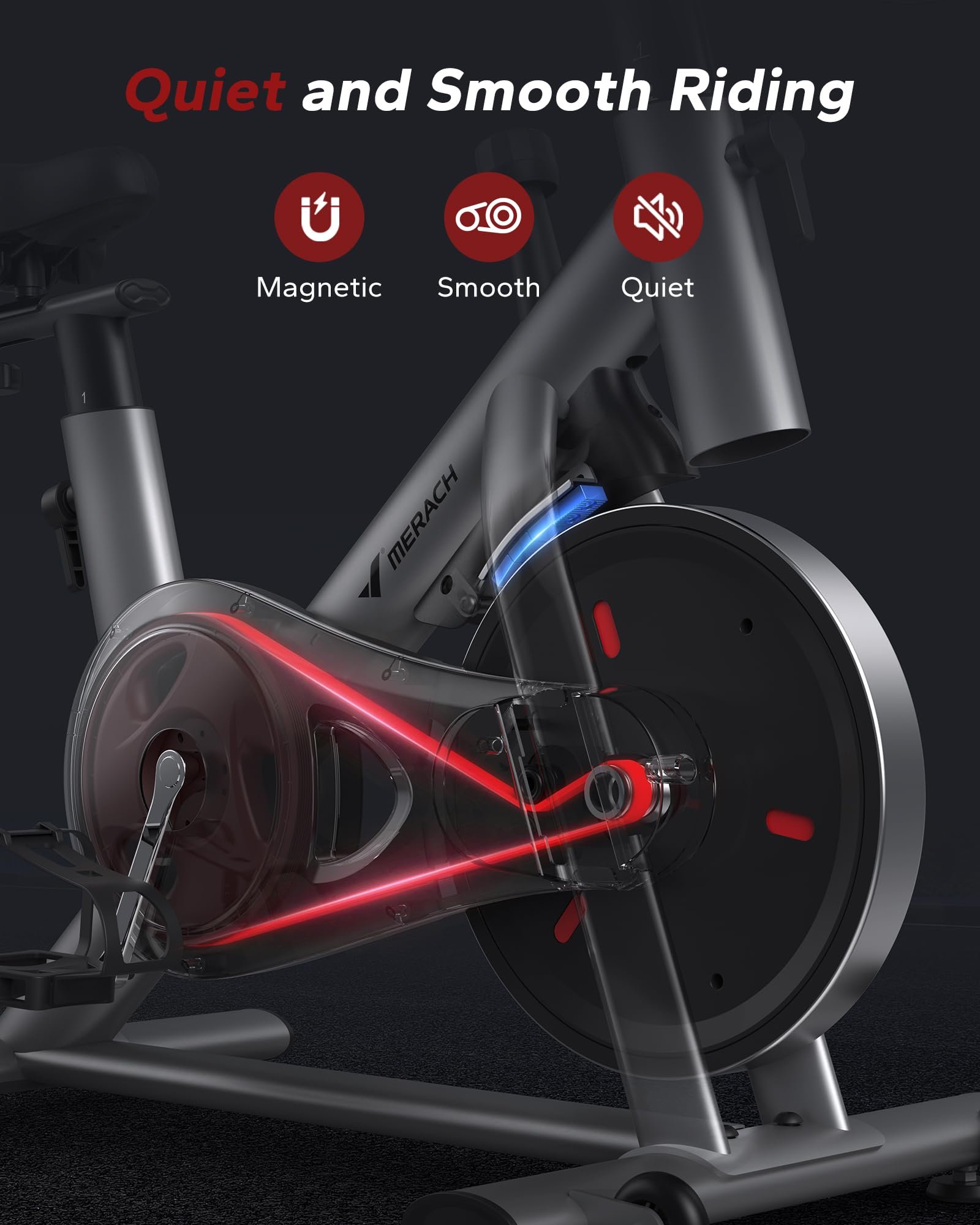 MERACH Stationary Exercise Bike – Quiet Belt-Drive Indoor Cycling with Bluetooth App, 300 lb Capacity, LED Monitor, Tablet Mount & Fitness Courses - Image 21