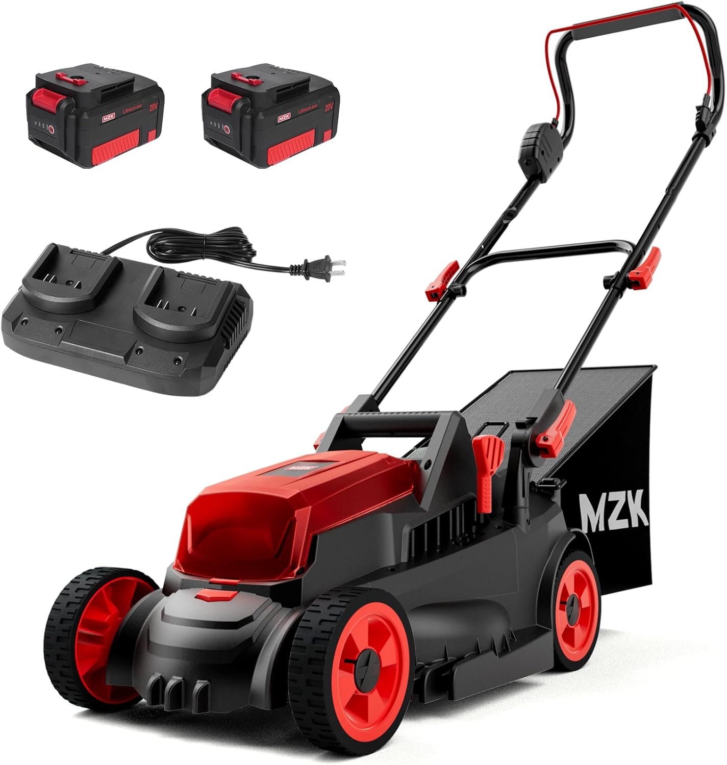 MZK 40V (2×20V) Cordless Electric Lawn Mower – 13″ (33 cm) Deck, Dual 4.0 Ah Batteries & 4-Position Height