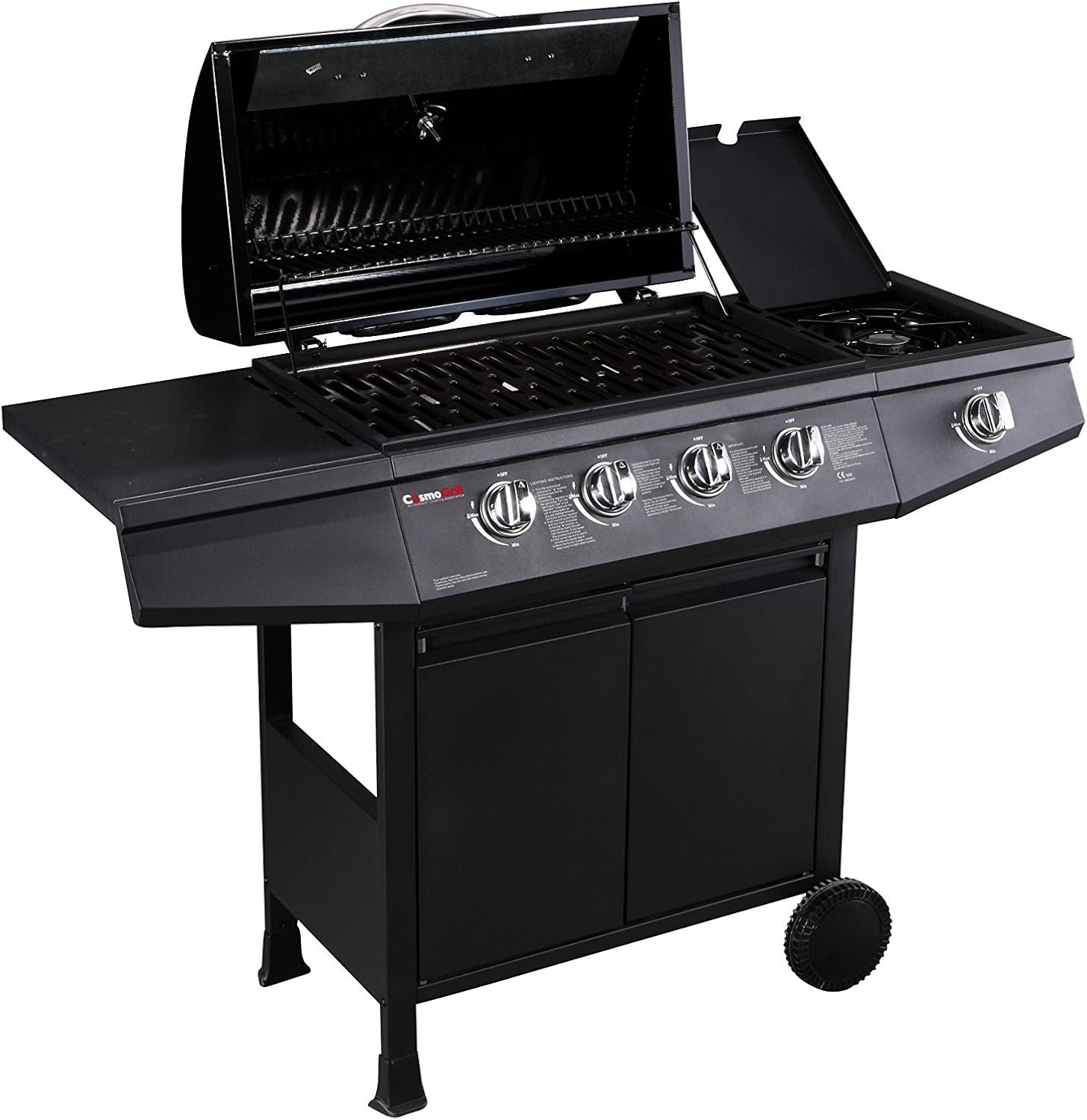 CosmoGrill Original 4+1 Gas Burner BBQ Grill with Side Burner, Warming Rack & Storage - Outdoor Garden Barbecue with Temperature Gauge - Image 7