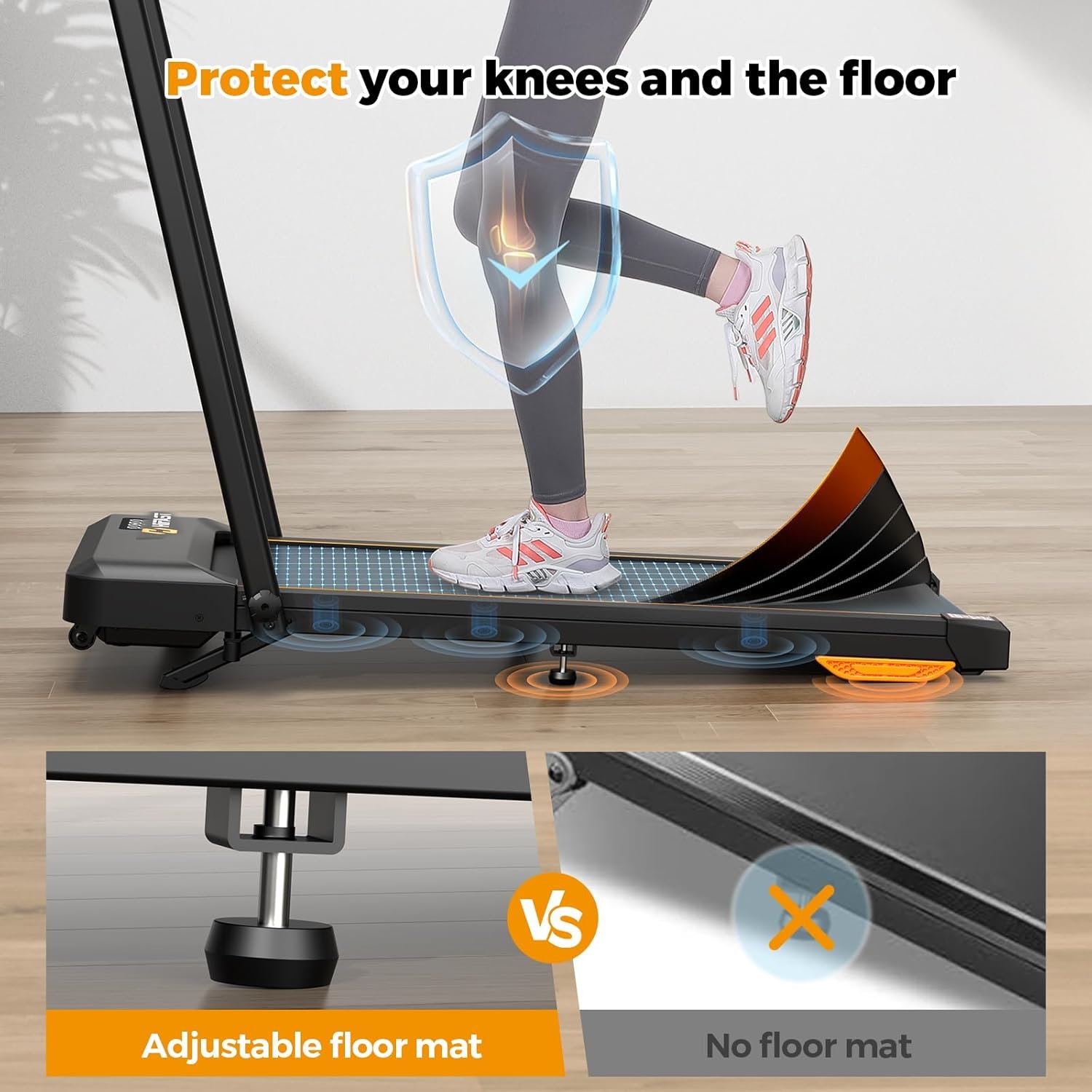 HiFast Under-Desk Walking Pad Treadmill – 0.6–7.6 MPH, 8% Incline, 300 lb Capacity, Foldable with Handle, Remote & App Control - Image 9