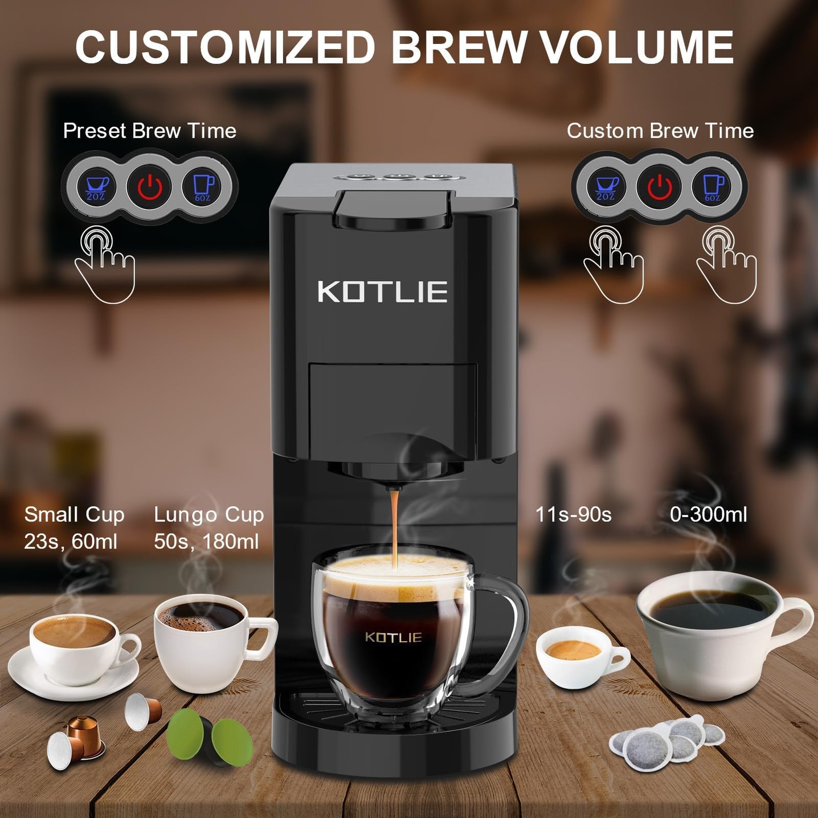 KOTLIE AC-513HF 5-in-1 19-Bar Multi-Capsule Espresso Machine – Compatible with Nespresso Original, Dolce Gusto, Lavazza Mio, L’OR, Ground & ESE Pods - Image 44