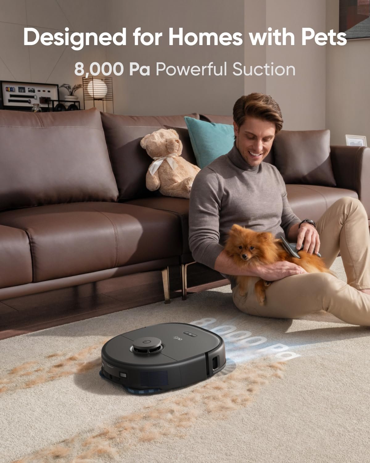 eufy X10 Pro Omni Robot Vacuum and Mop Combo, 8,000Pa Suction, Self-Emptying, Auto Mop Washing & Drying, Dual Auto-Lift Mops, AI Obstacle Avoidance, Black - Image 4