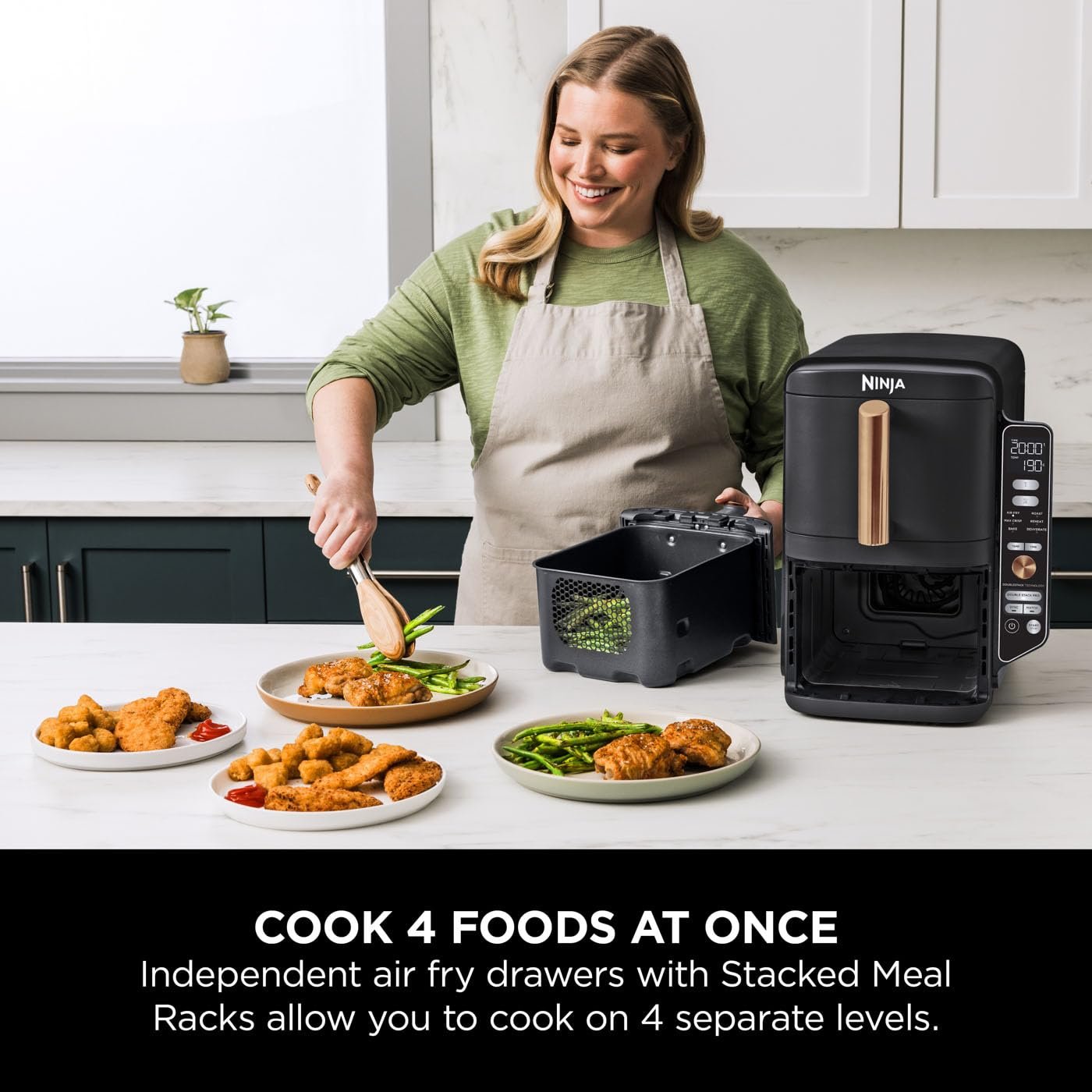Ninja SL300UK Double Stack Air Fryer - Vertical Dual Zone, 7.6L, 2 Drawers & Racks, 6 Cooking Functions, Space Saving Design, Black - Image 6