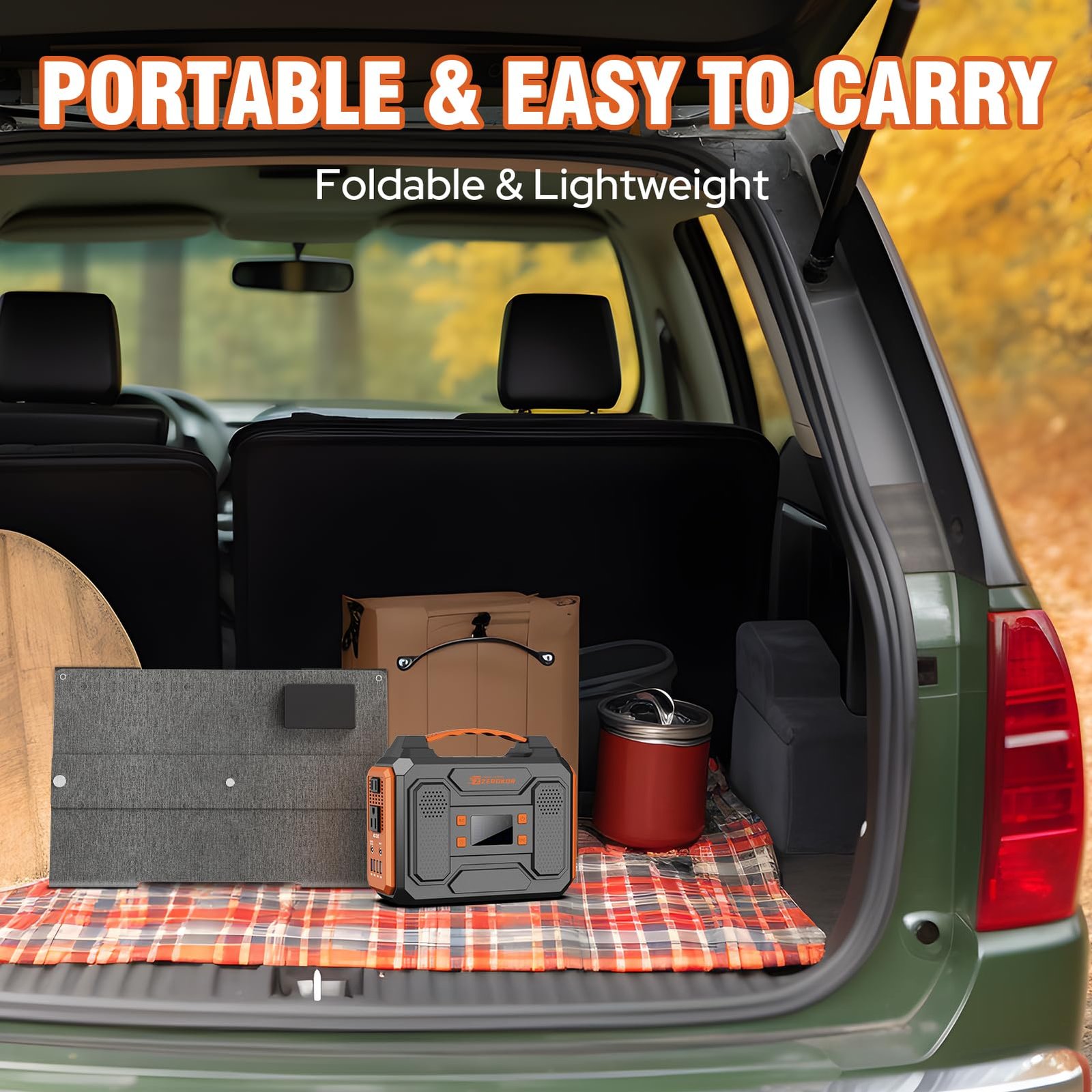 ZeroKor 300W Portable Solar Generator with 60W Foldable Panel – 280Wh Lithium Battery Power Station – Pure Sine Wave 110V AC/DC/USB Outlets – 5.1 lbs (2.3 kg) Lightweight – for RV, Home Backup, Camping - Image 14