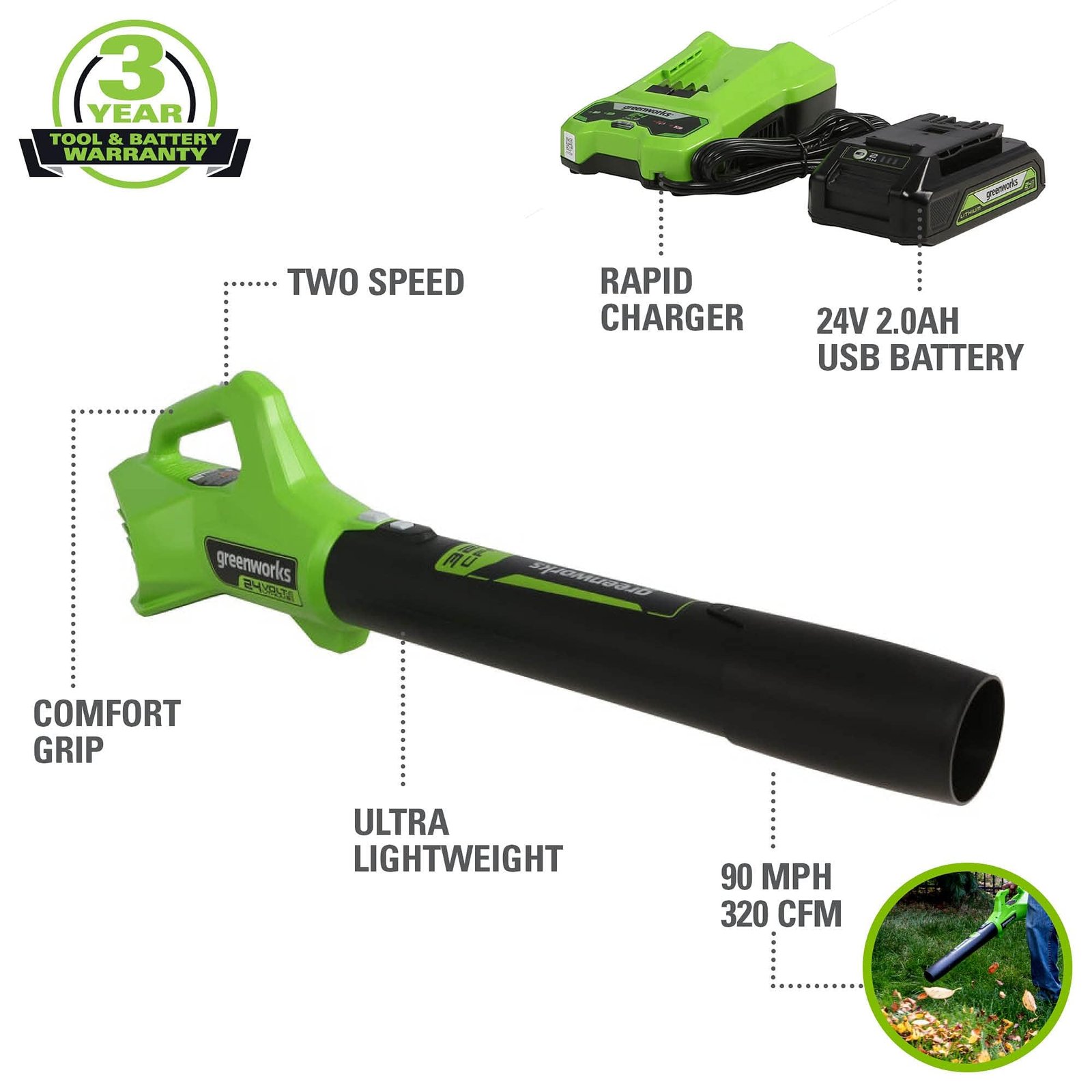 Greenworks 48V Brushless Cordless Push Lawn Mower – 17″ (43 cm) Deck, Dual 4.0 Ah Batteries & Rapid Charger, 45 Min Runtime - Image 99