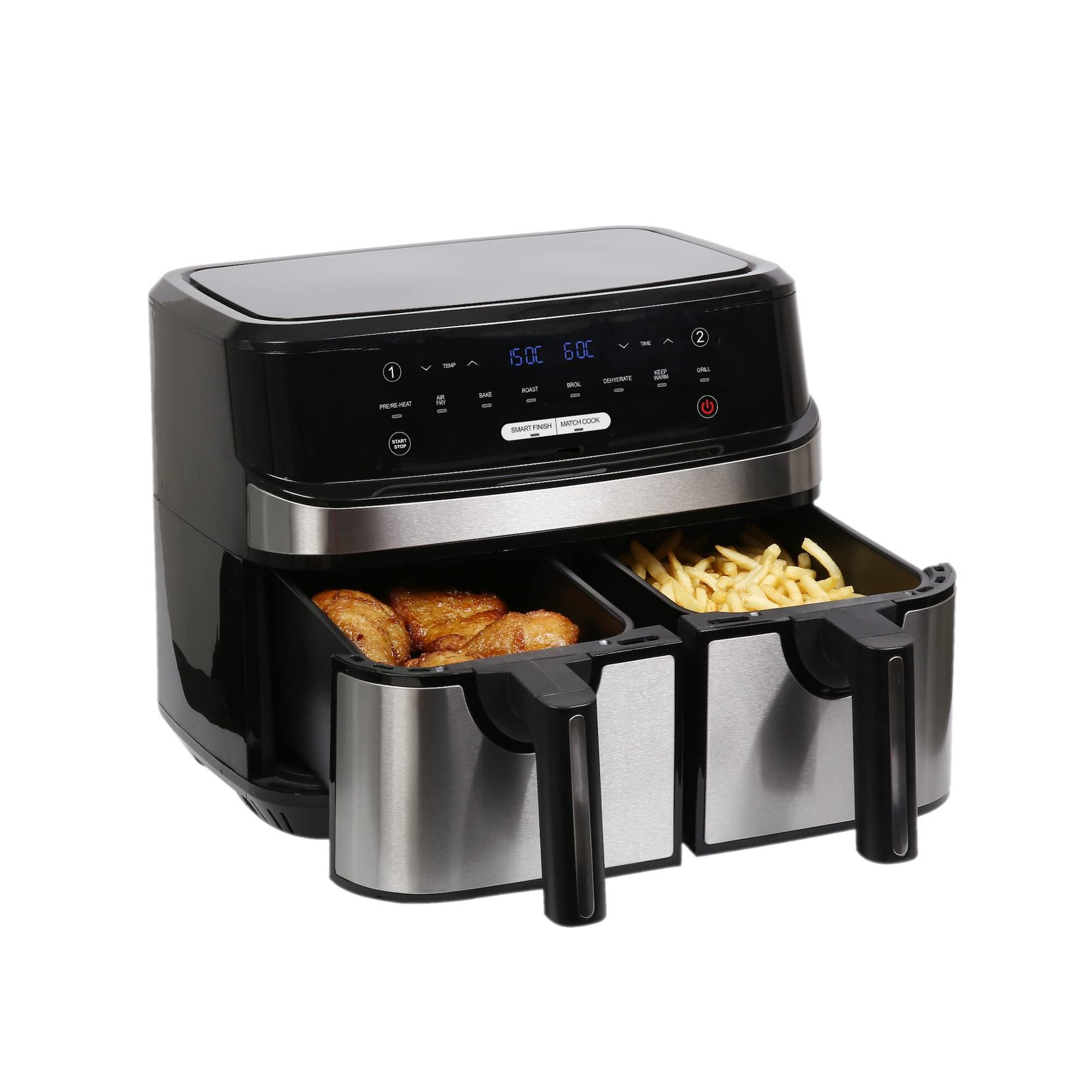 EMtronics EMAFDD9LSL Dual Air Fryer 9L - Double XL Basket, 8 Cooking Presets, 99-Min Timer, Stainless Steel, Oil-Free Healthy Cooking - Image 38