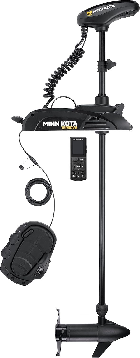 Minn Kota 1358356 Terrova 55 lb Thrust Bow-Mount Trolling Motor with Spot-Lock®, Dual Spectrum CHIRP Sonar, Wireless Remote, 54″ Shaft, Freshwater