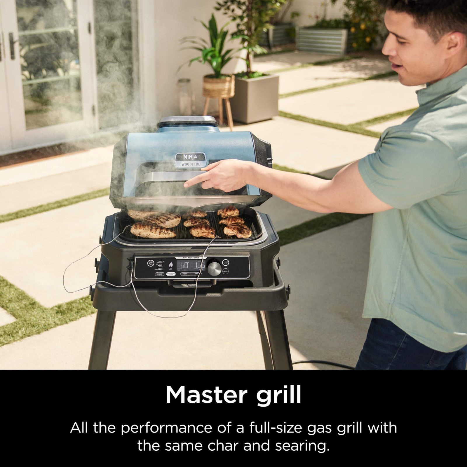Ninja Woodfire Pro XL OG850 Electric Outdoor Grill and Smoker – 4-in-1 Portable BBQ with Built-In Thermometer, Air Fry, Bake, and Real Woodfire Flavor – Stainless Steel, 22-Inch, Dark Grey - Image 15