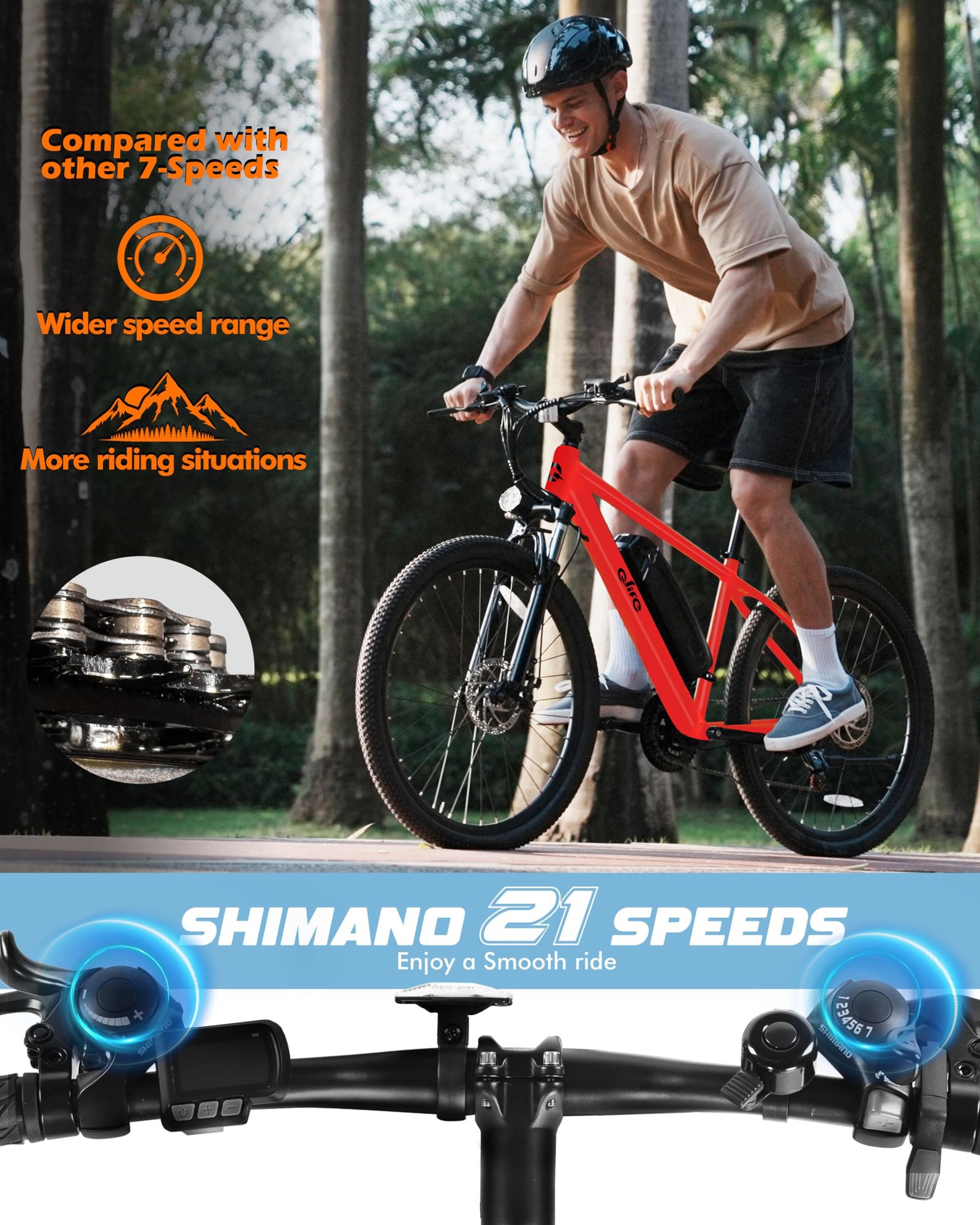 Racer Electric Bike for Adults - 21-Speed Mountain Lightweight Ebike with Peak 750W 22MPH Brushless Motor, 375Wh Removable Battery, 26X2.1 Tire Step Over E-MTB, Up to 40 Miles - Image 50