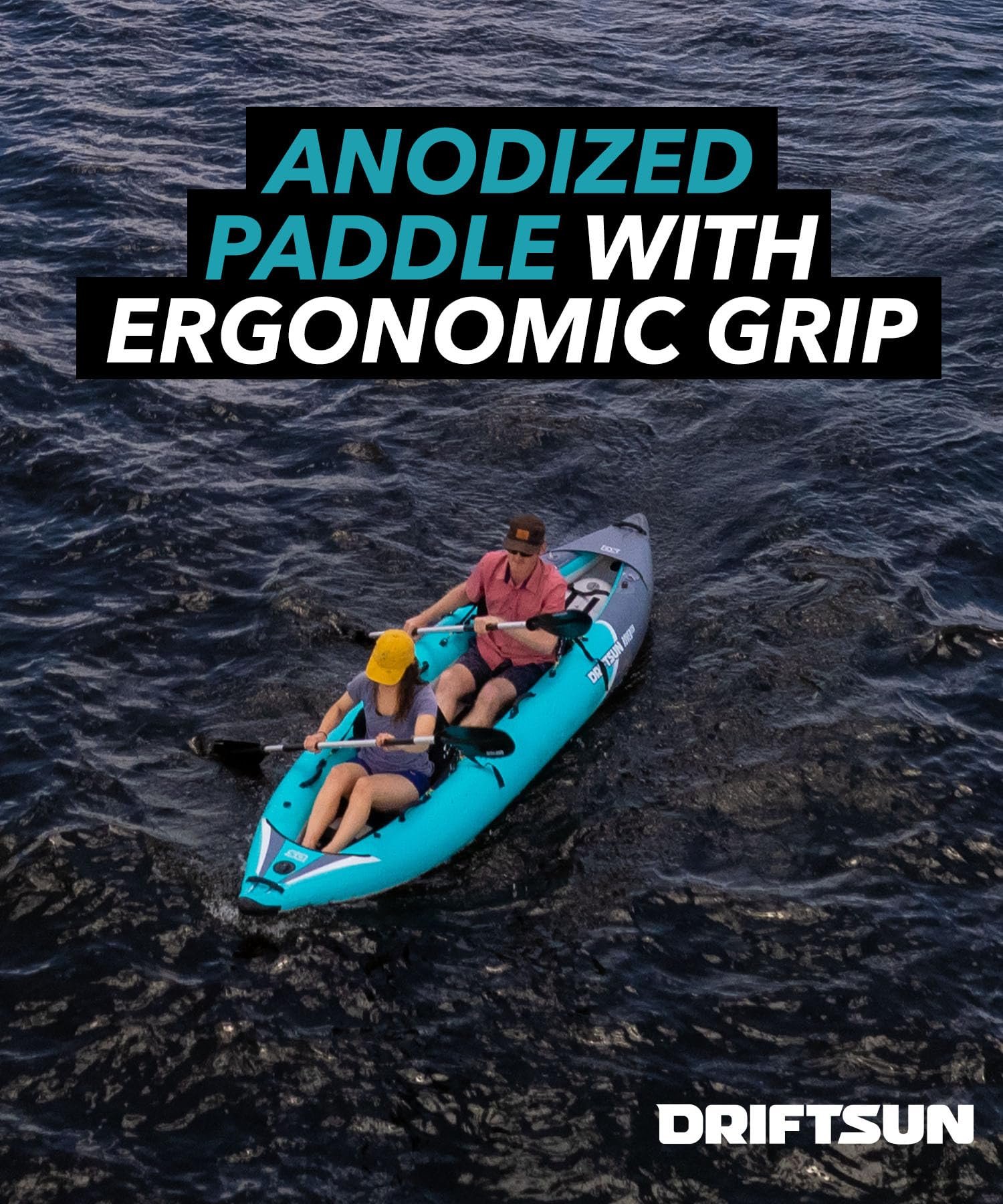 Driftsun Rover Inflatable White Water Kayak – 1 & 2 Person, High-Pressure Floor, EVA Padded Seats, Action Cam Mount, Aluminum Paddles & Pump - Image 7