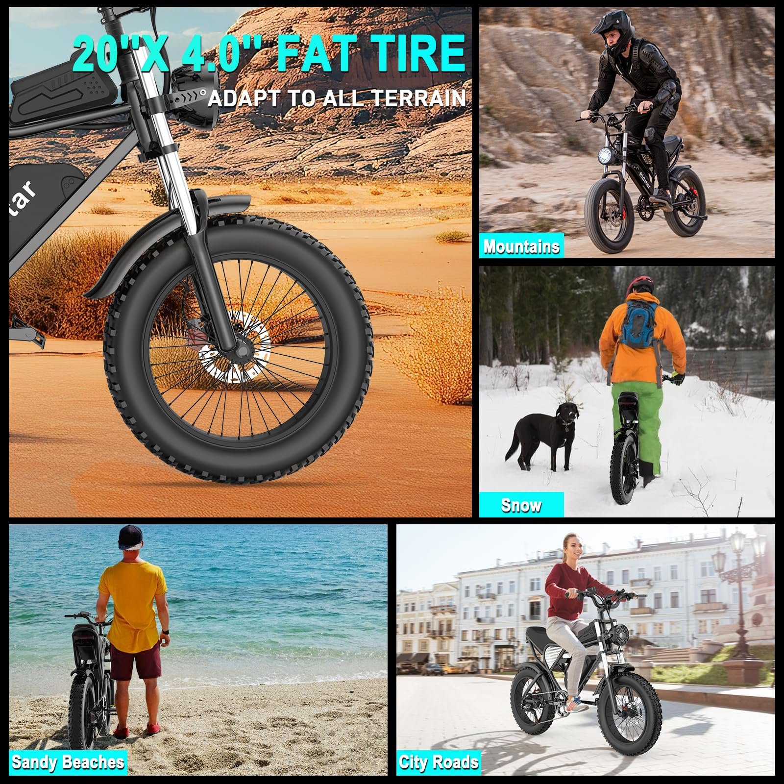 Ridstar Q20 20″ Fat-Tyre Electric Dirt Bike – Peak 1500 W motor, 48 V 15.6 Ah battery (30-75 mi range), 30 mph top-speed - Image 13