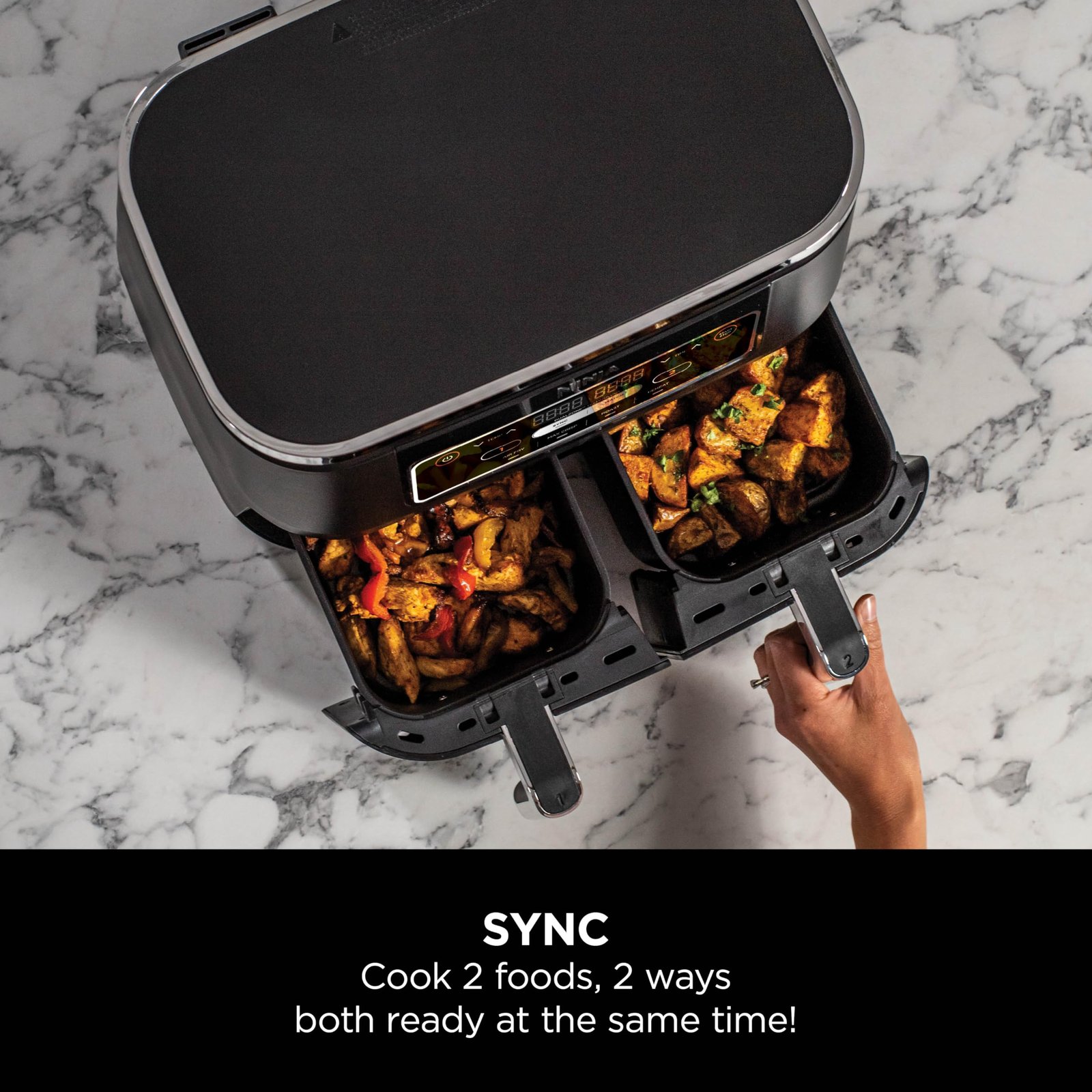 Ninja AF300UK Dual Zone Air Fryer - 7.6L, 2 Drawers, 6-in-1 Cooking, Energy Efficient, Oil-Free, Non-Stick, Dishwasher Safe, Black/Silver - Image 14