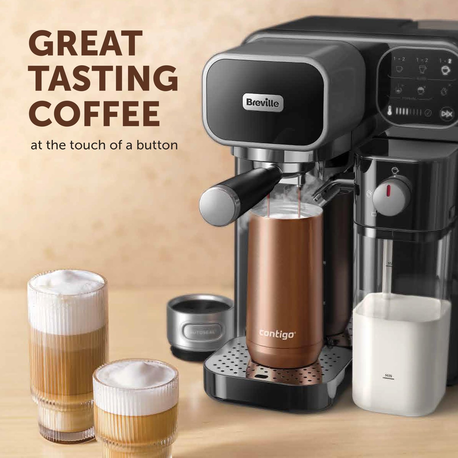 Breville One-Touch CoffeeHouse Espresso, Cappuccino & Latte Maker – VCF107 - Image 3