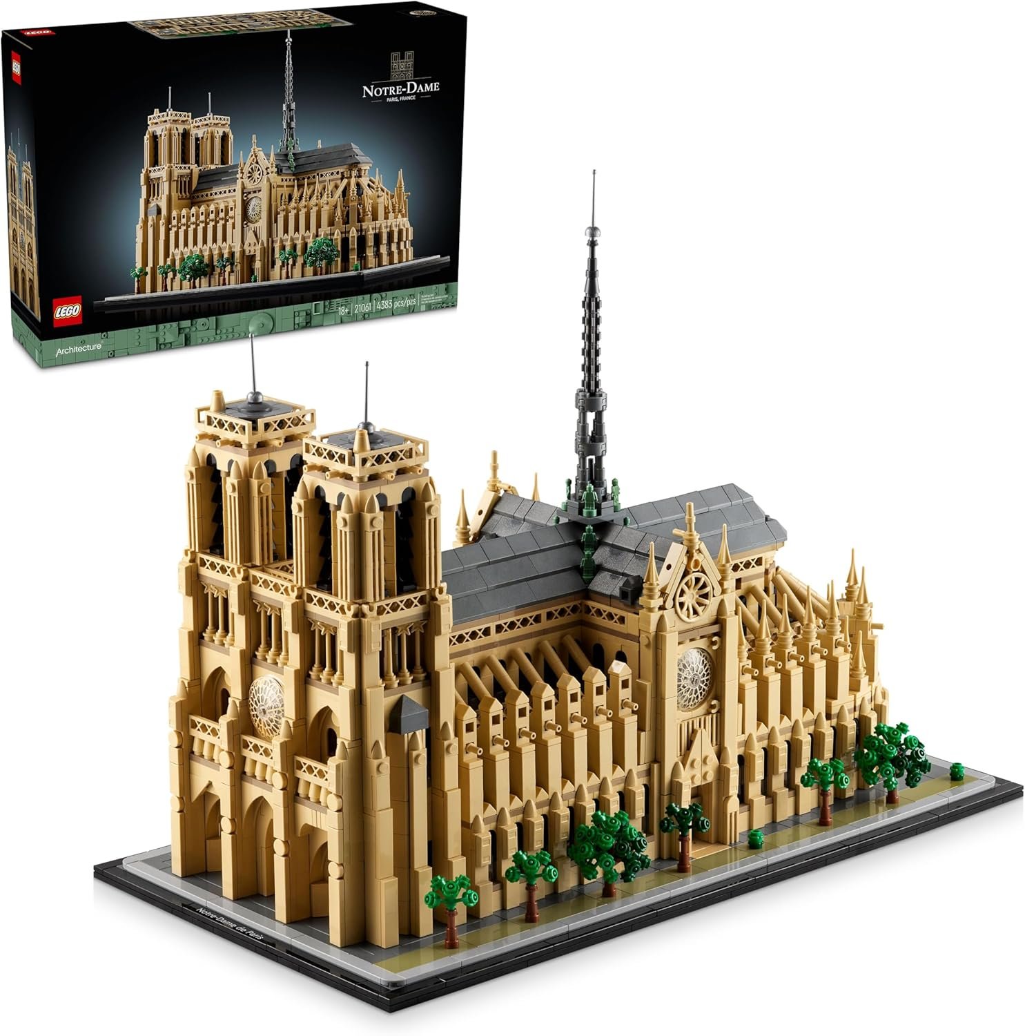 LEGO Architecture Notre-Dame de Paris 21061, Collectible Model Building Set for Adults, Historic Paris Landmark Replica, Gift for Architecture and Travel Lovers