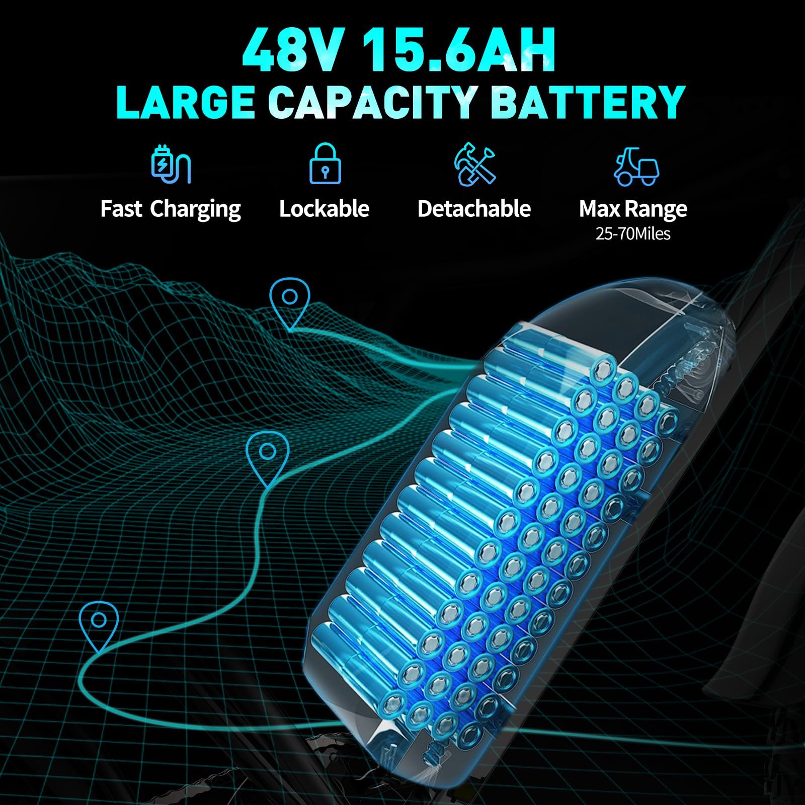 Ridstar Q20 20″ Fat-Tyre Electric Dirt Bike – Peak 1500 W motor, 48 V 15.6 Ah battery (30-75 mi range), 30 mph top-speed - Image 9