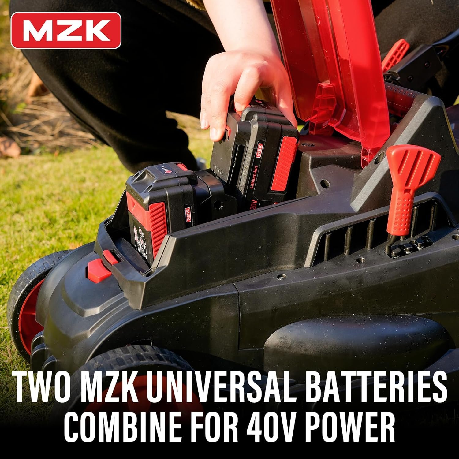 MZK 40V (2×20V) Cordless Electric Lawn Mower – 13″ (33 cm) Deck, Dual 4.0 Ah Batteries & 4-Position Height - Image 3