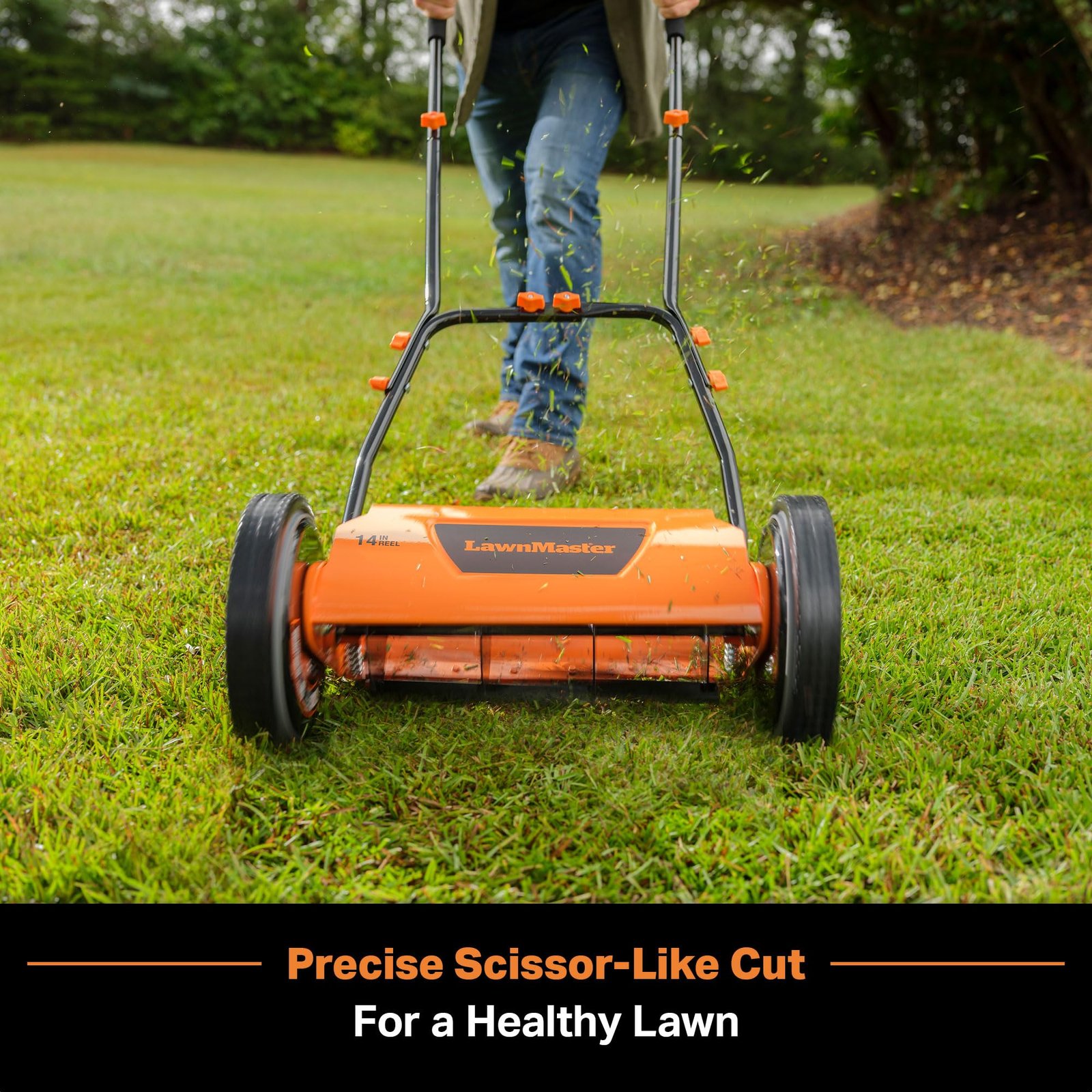 LawnMaster 16″ (40.6 cm) 5-Blade Manual Reel Lawn Mower – 4-Position Height, 22 lb (10 kg) - Image 4