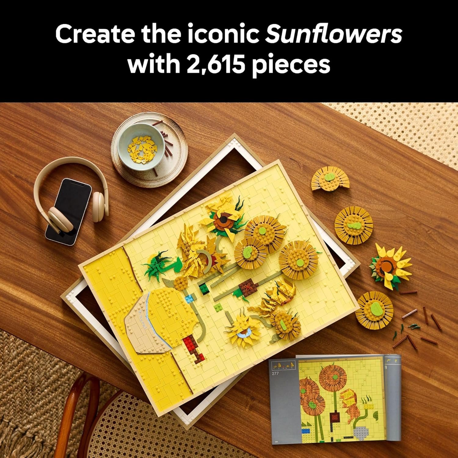 LEGO Art Vincent van Gogh Sunflowers 31215 – 3D Wall Art Building Set for Adults, Creative Home Decor Gift, Inspired by the 1889 Painting – 2,615 Pieces - Image 3