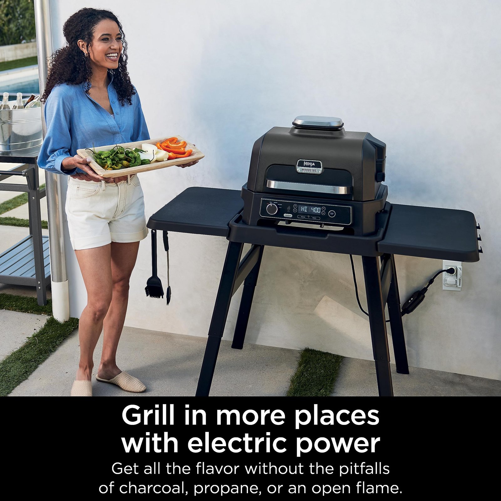 Ninja Woodfire Pro XL OG850 Electric Outdoor Grill and Smoker – 4-in-1 Portable BBQ with Built-In Thermometer, Air Fry, Bake, and Real Woodfire Flavor – Stainless Steel, 22-Inch, Dark Grey - Image 10
